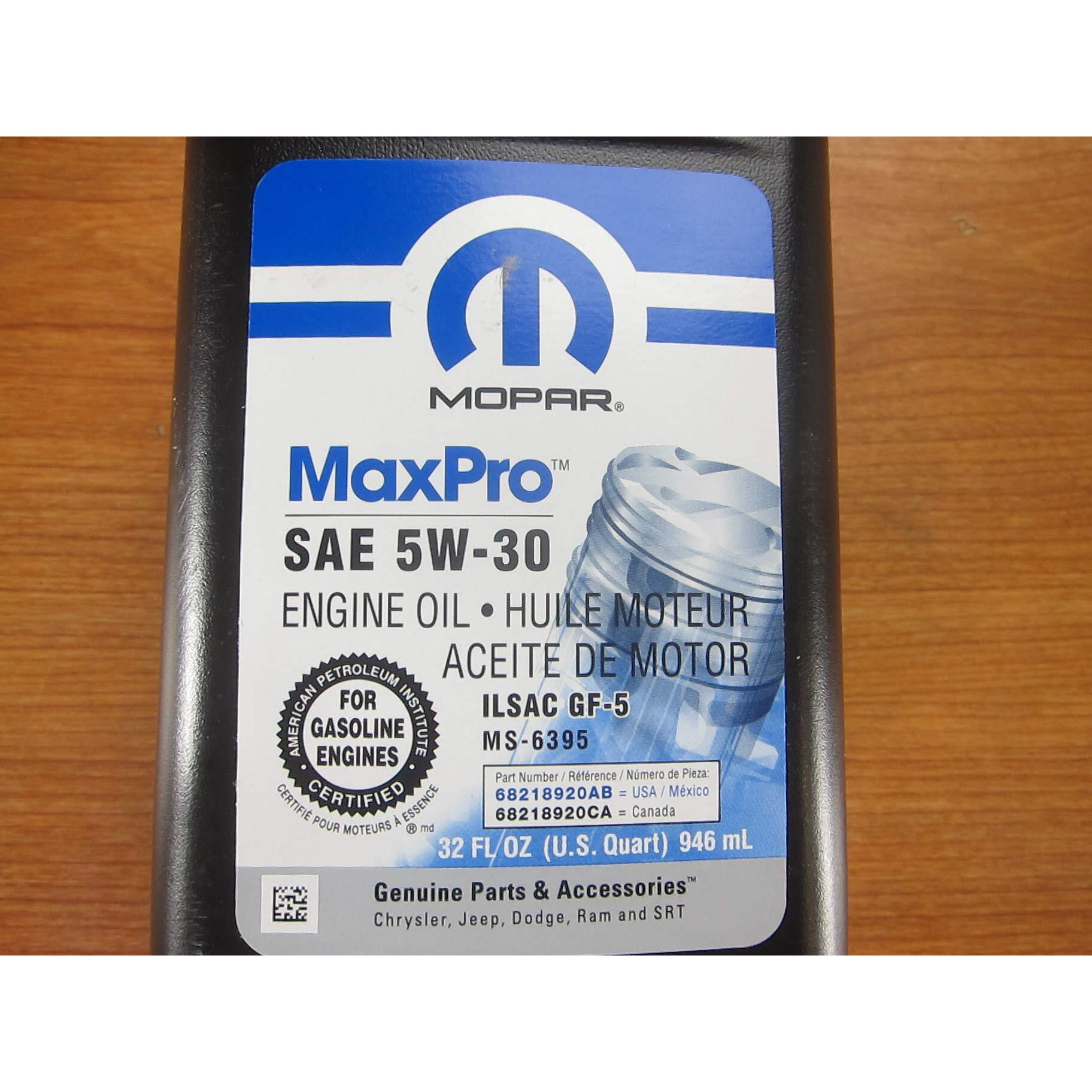 Mopar Chrysler Dodge Jeep Ram Six Quarts Of Sae 5W-30 Maxpro Motor Oil New Oem
