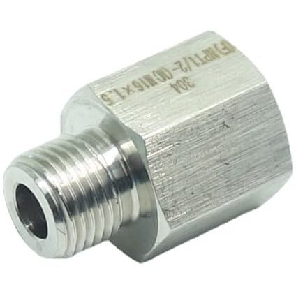 Cdqbwkjgfj 2 Pcs 1/2"" Npt Pipe Female X M16 X1.5 Male Metric Gauge Adapter Stainless 304 Oil Fuel Air
