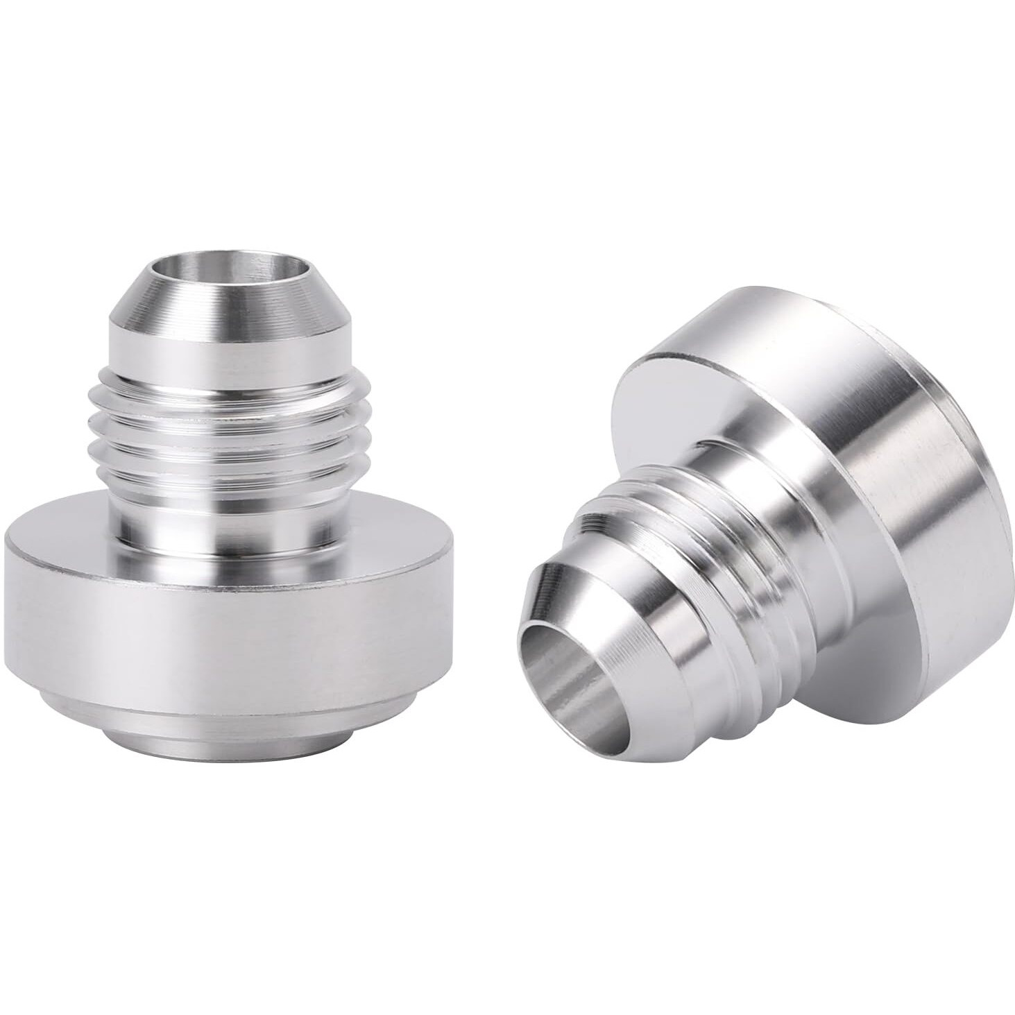 Podavelle 6An Male Flare Weld On Fitting Bung Adapter For Fuel Oil Hose Tank Aluminum, Pack Of 2