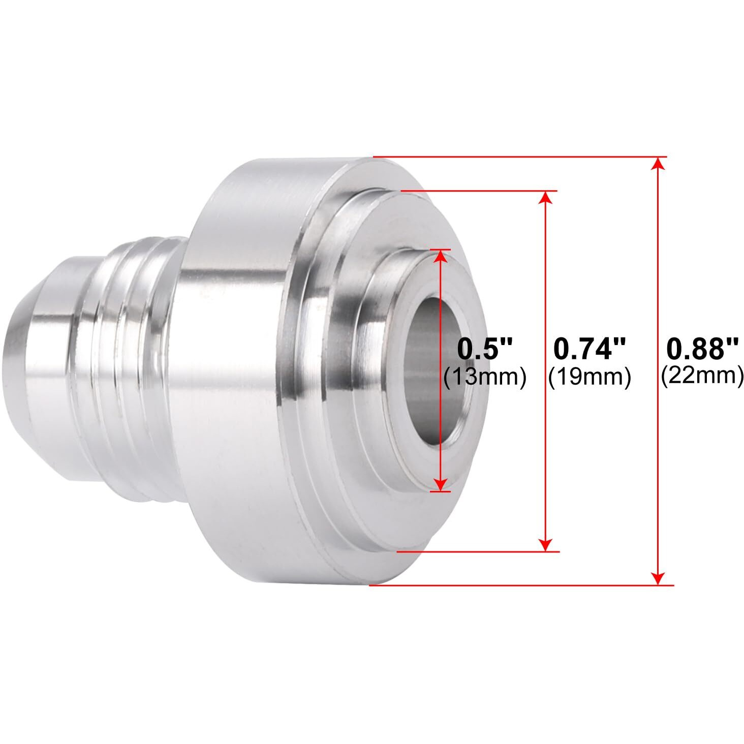 Podavelle 6An Male Flare Weld On Fitting Bung Adapter For Fuel Oil Hose Tank Aluminum, Pack Of 2