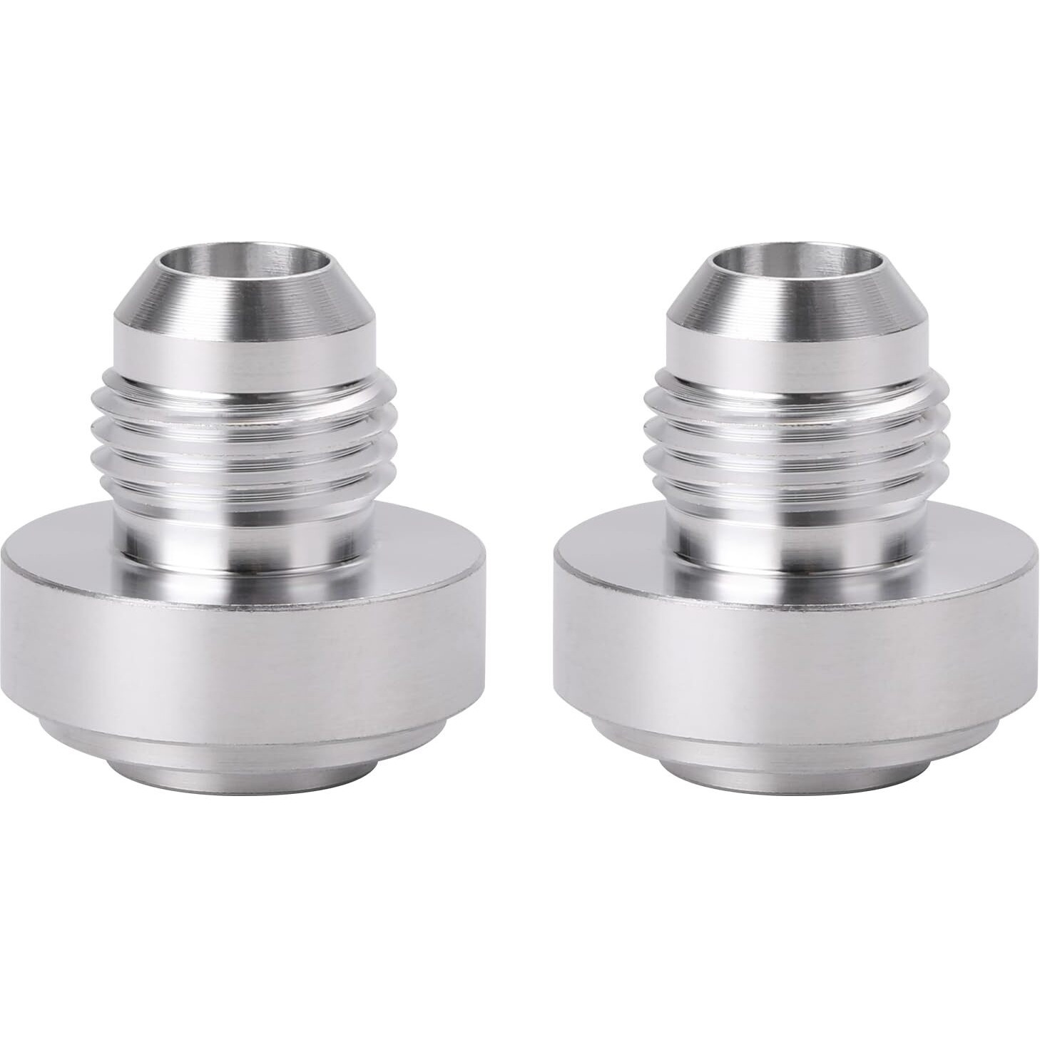 Podavelle 6An Male Flare Weld On Fitting Bung Adapter For Fuel Oil Hose Tank Aluminum, Pack Of 2