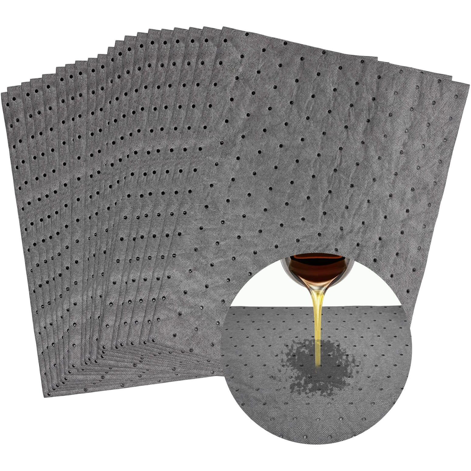 Zndaw 20 Pcs Oil Absorbent Pads, 13"" X 10"" Weight Dimpled Pad Polypropylene Mat For Oil & Fluid, Universal Water Absorbent Mat Spill Control Supplies For Automotive Workshop