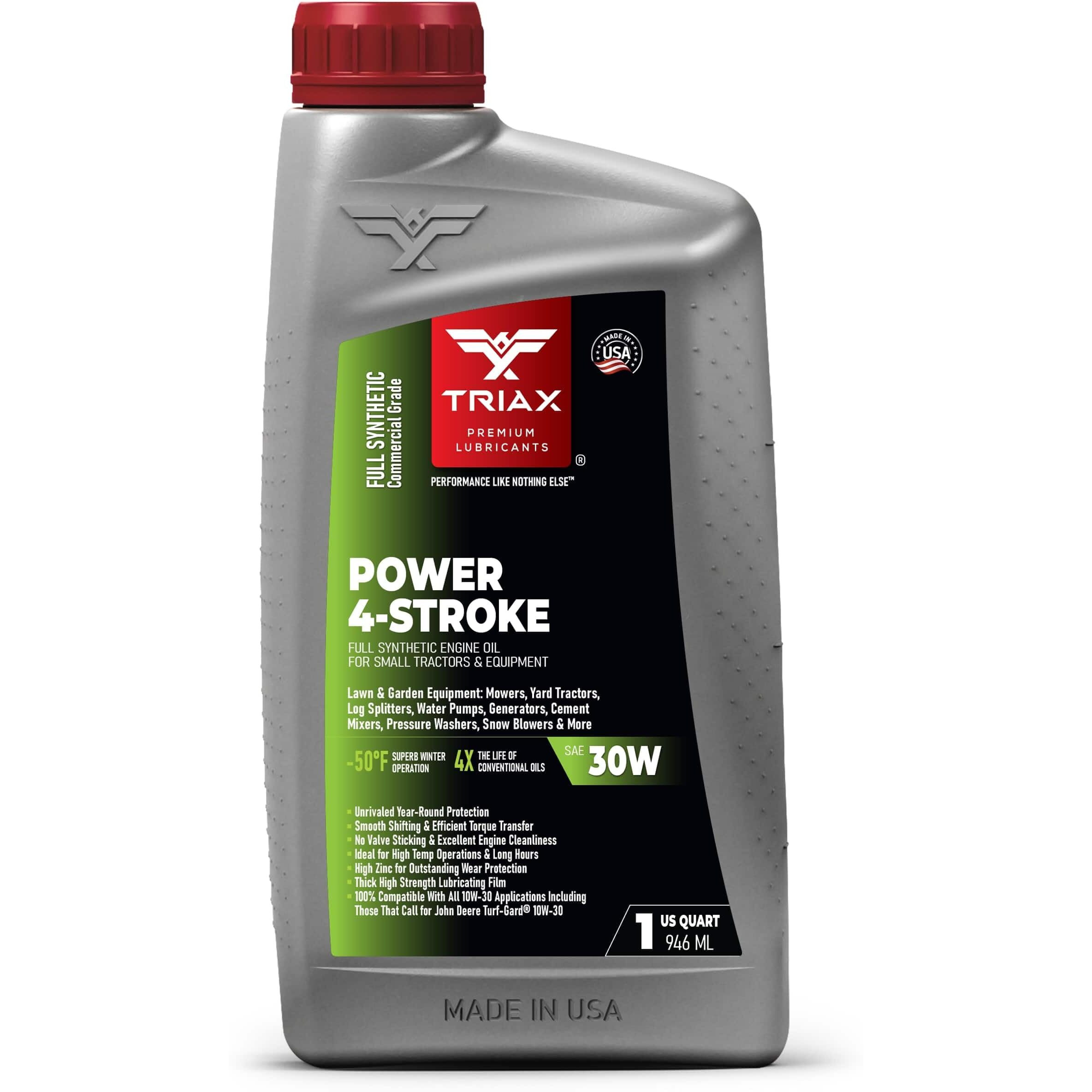 Triax Power 4-Stroke 30W Full Synthetic, 4 Stroke Full Synthetic Small Engine Oil, Garden Tractors And Other Power Equipment (1 Quart)