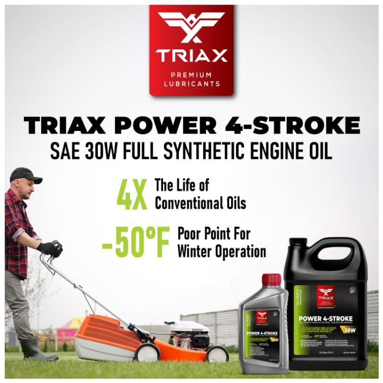 Triax Power 4-Stroke 30W Full Synthetic, 4 Stroke Full Synthetic Small Engine Oil, Garden Tractors And Other Power Equipment (1 Quart)