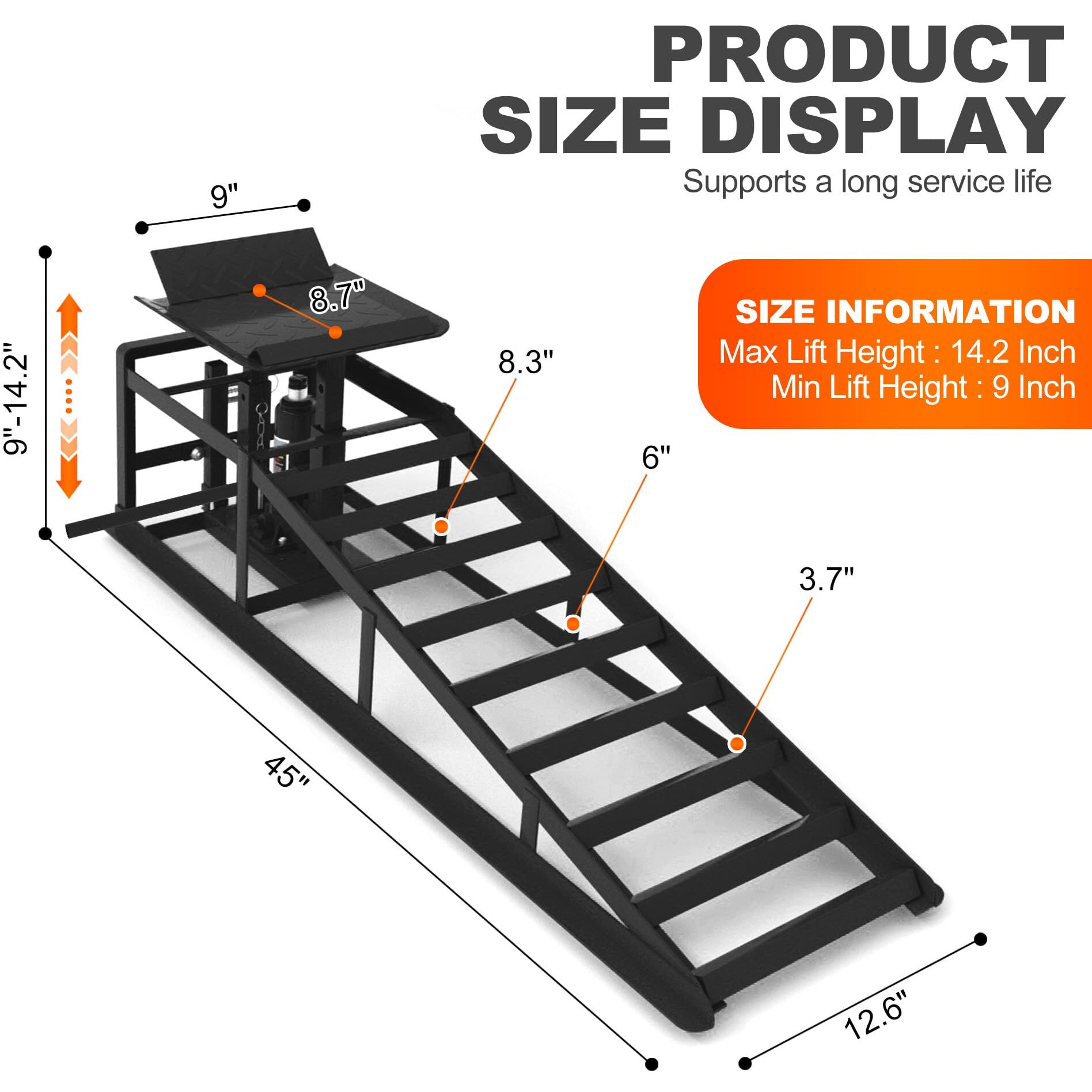 Lockietta 2 Pcs Hydraulic Car Ramps With Wheels, 11050Lbs 5T Heavy Duty Car Ramp With Hydraulic Jack, Portable Car Lifts For Oil Changes For Home Garage, 9""-14.2"" Lifts, Black
