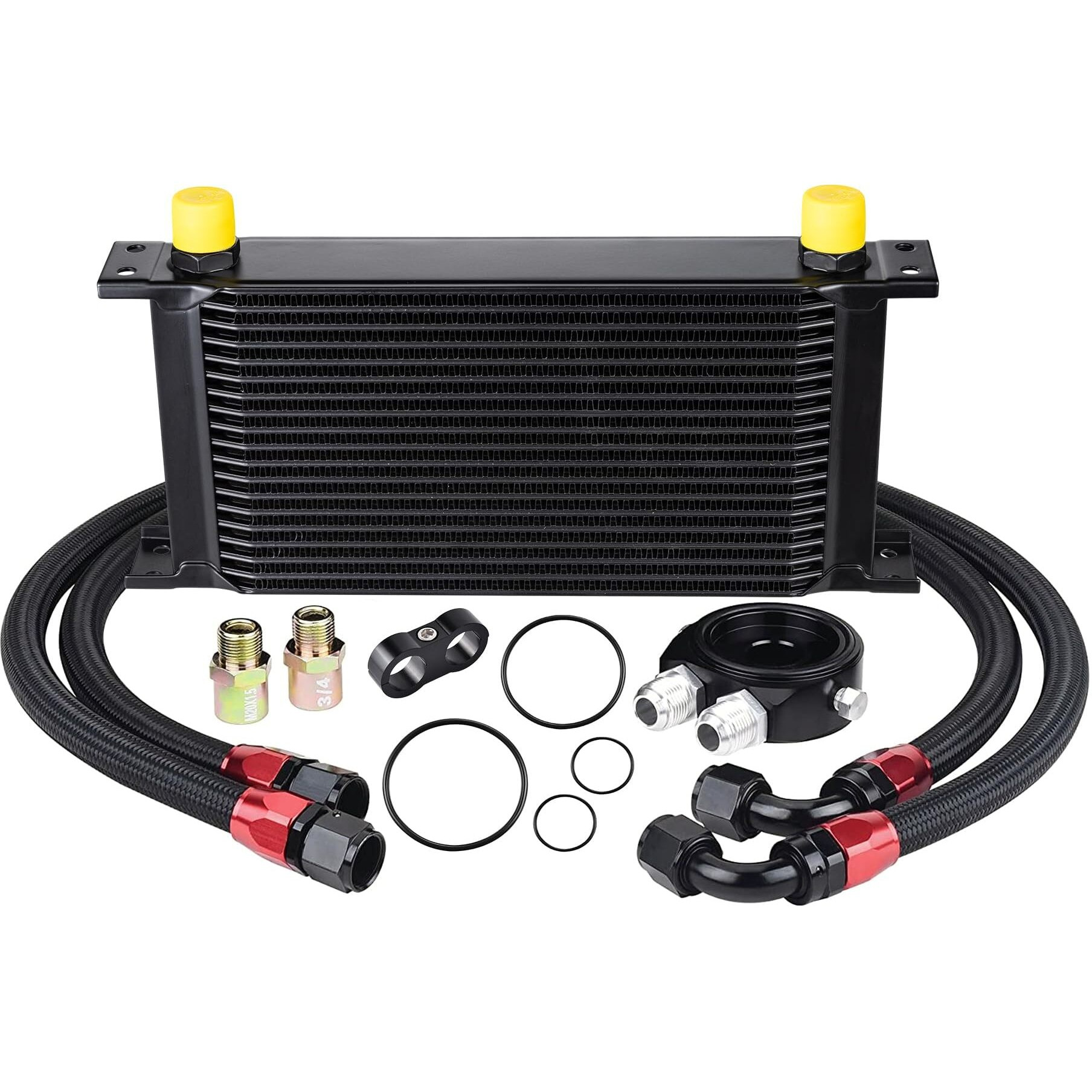 Evil Energy 19 Row Oil Cooler Kit, 10An Transmission Engine Cooler British Radiator Universal Aluminium Black