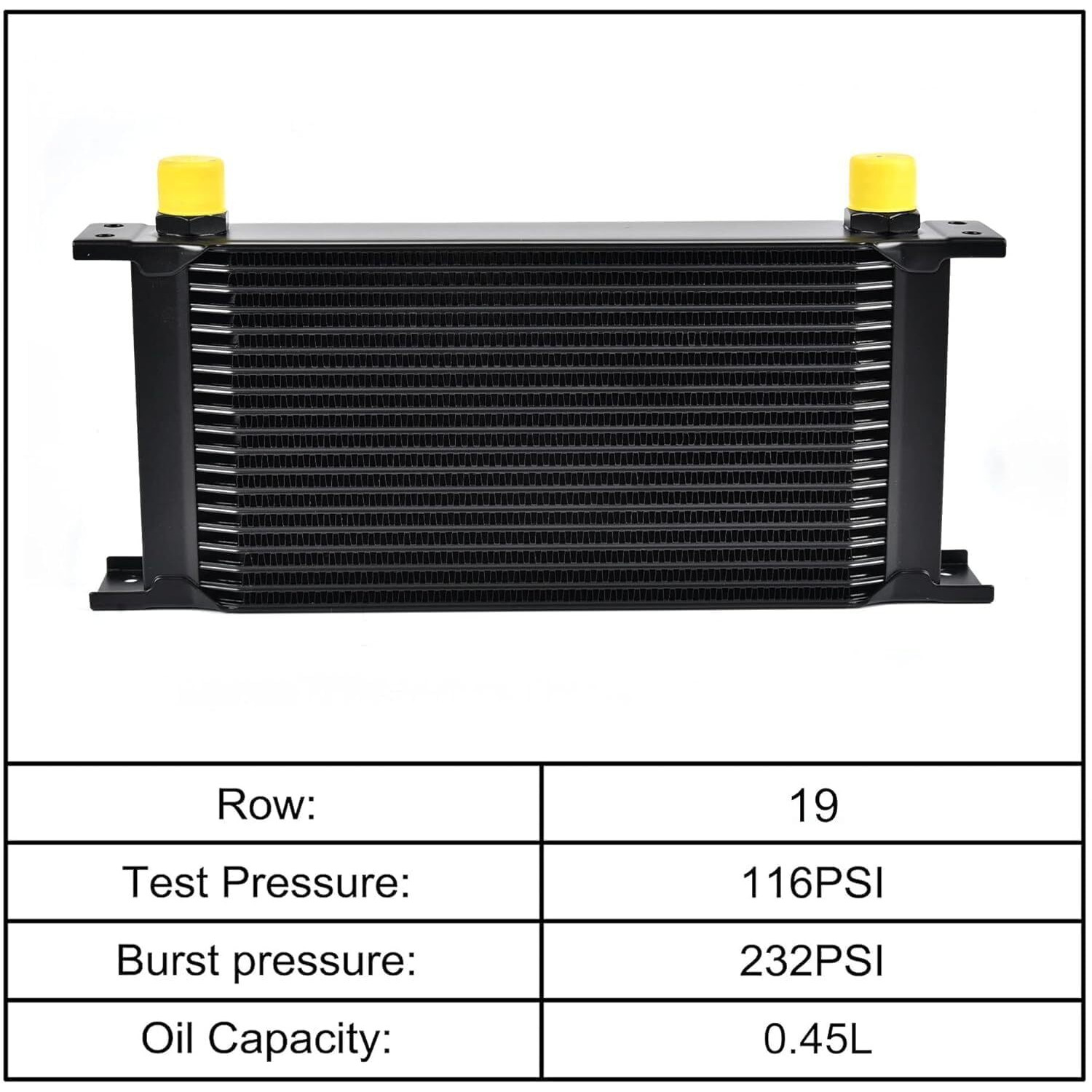 Evil Energy 19 Row Oil Cooler Kit, 10An Transmission Engine Cooler British Radiator Universal Aluminium Black