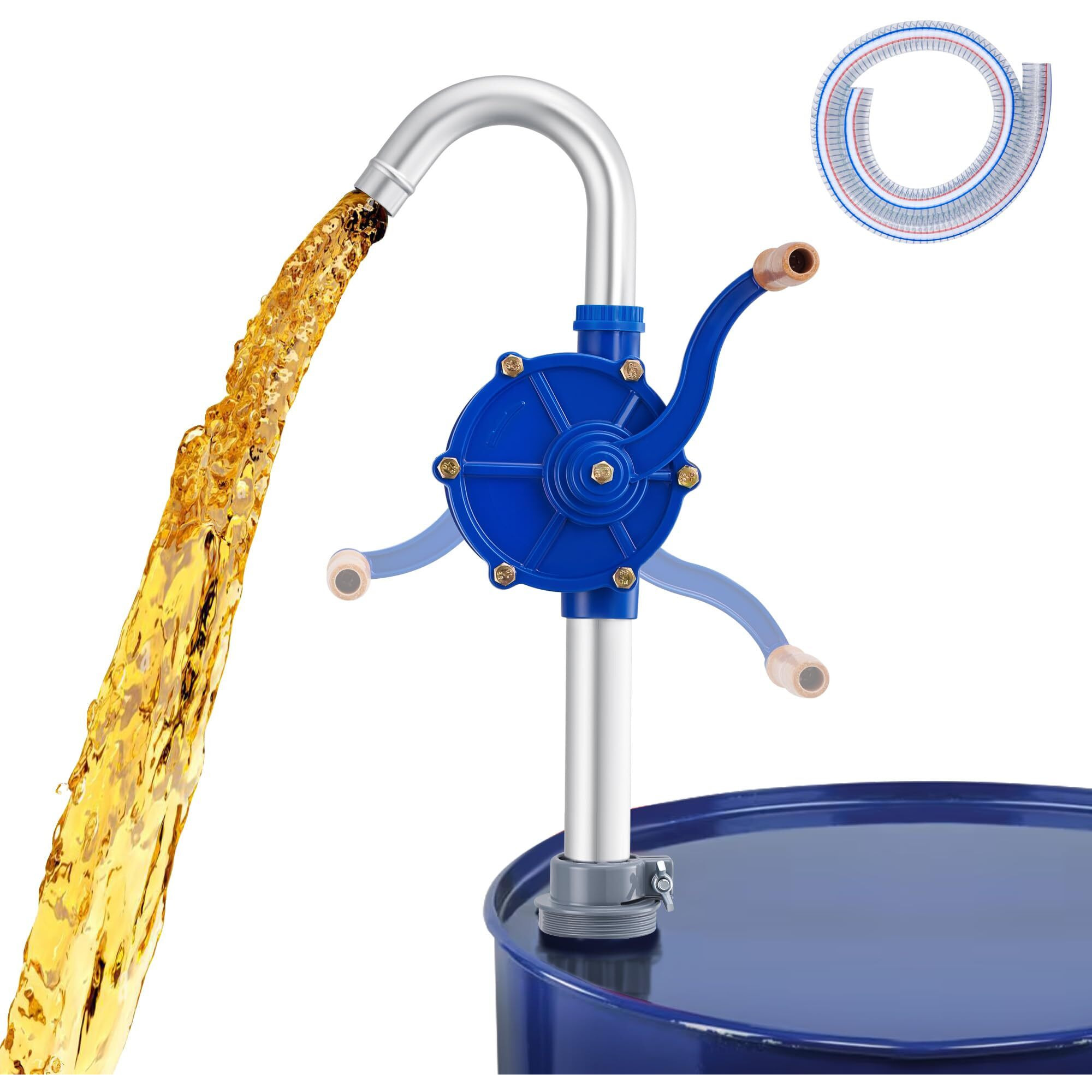 Orion Motor Tech 55 Gallon Drum Pump, Rotary Barrel Pump For Non Corrosive, Diesel, Motor Oil, Transmission Fluid, Fits 5 To 55 Gal Drums, Heavy Duty Aluminum Barrel Pump With 39.4"" Discharge Hose