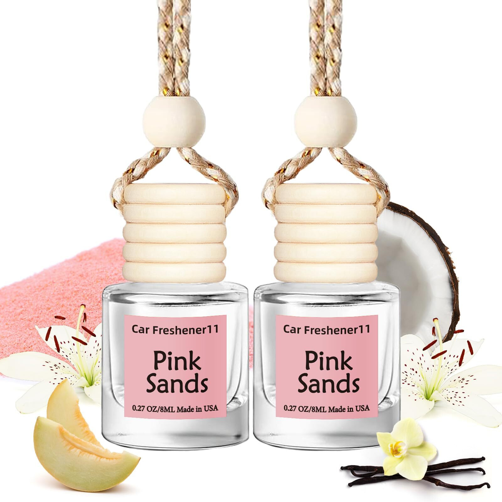 Hanging Car Air Freshener, Long Lasting Scent, Cute Air Fresheners For Women, 2 Pack Non-Toxic Essential Oil Diffuser, Made In Usa