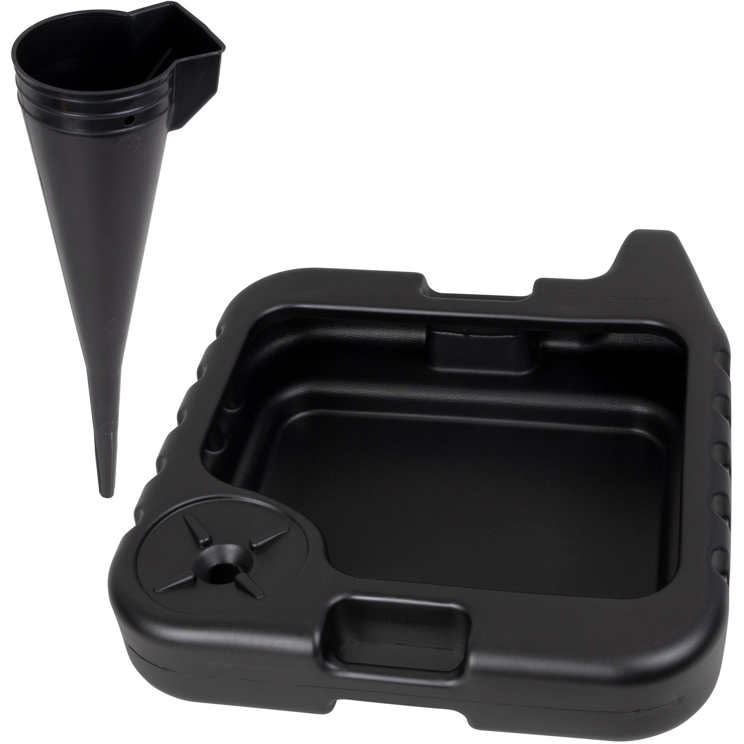 Scepter Amkit01 15.5 Quart Oil Drain Pan With Pour Spout And 18-Inch Mechanics Funnel Kit For Automotive Fluids Including Engine Oil, Anti-Freeze, Transmission Fluid And More, Black