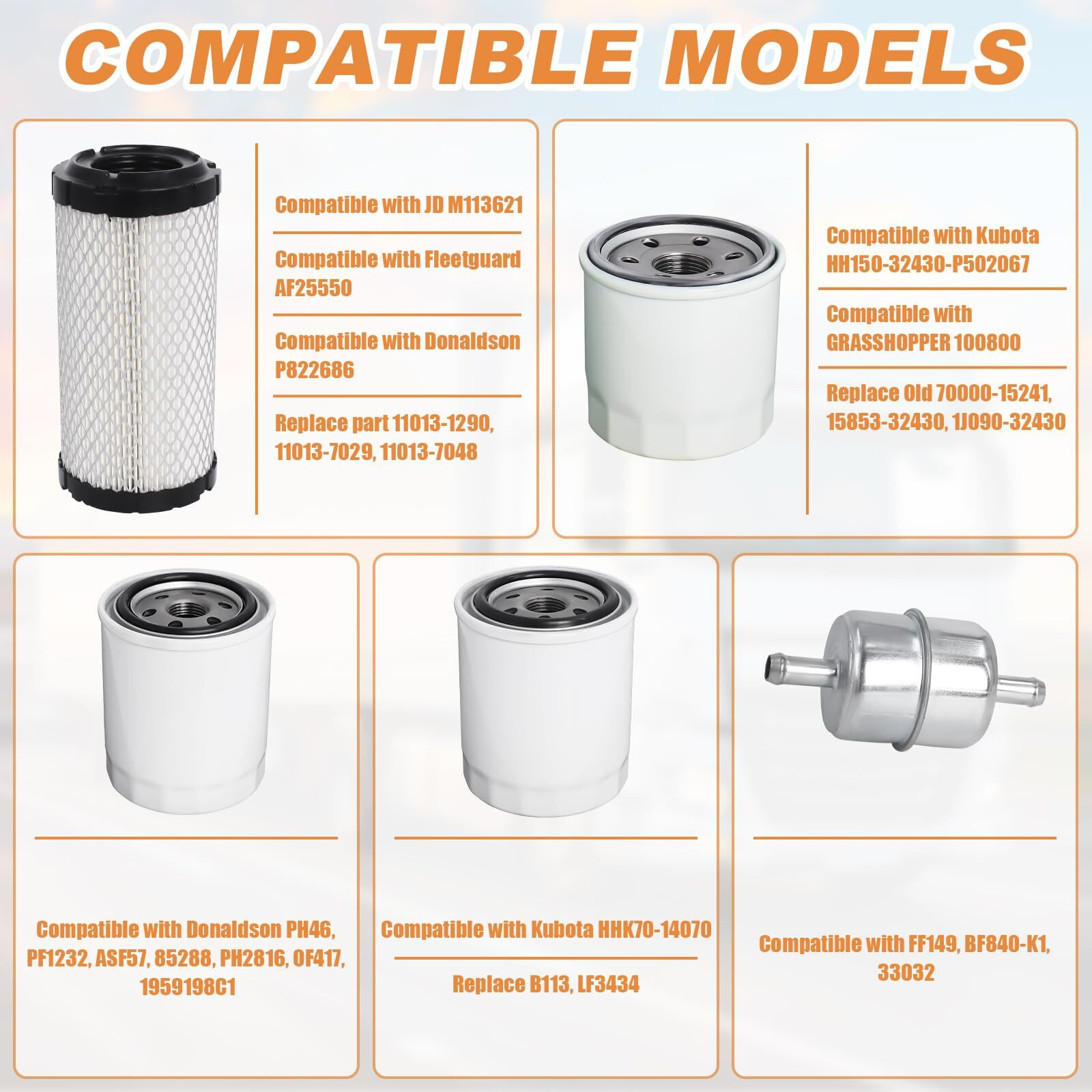 77700-01819 Maintenance Filter Kit Compatible With Kubota Rtv900 With P822686 Air Filter/P502067 Engine Oil Filter/P550012 Fuel Filter/P550227 Suction Filter/P550711 Hst Filter By Podoy