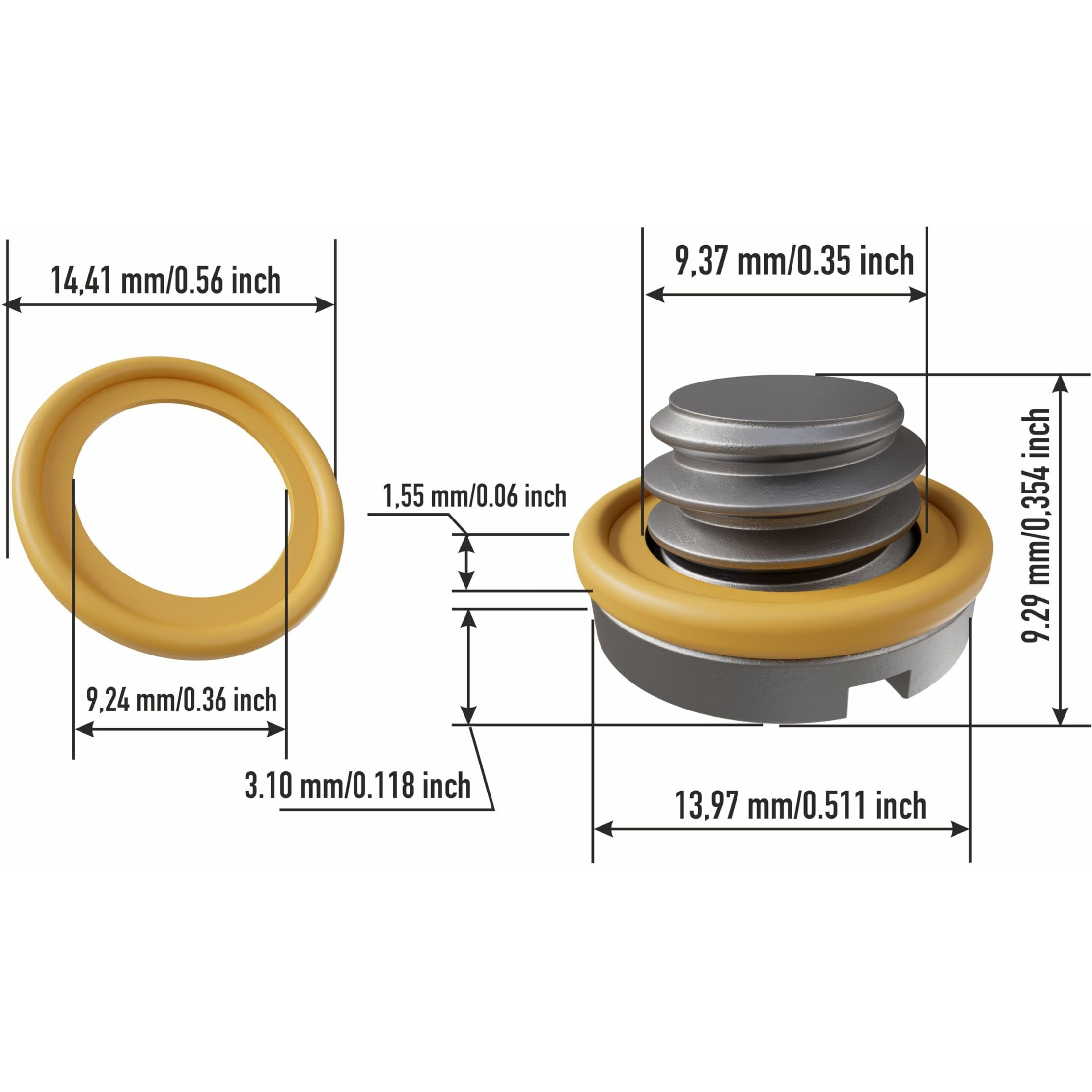 3Pcs Oil Drain Plug M9 With Stainless Steel Rubber Coated Washer Gasket - 9Mm Replacement For Mercury Mercruiser - Oem 10-7995Q04 7995Q04 Fits For I Tr Trs Alpha Gen1 By Automajor