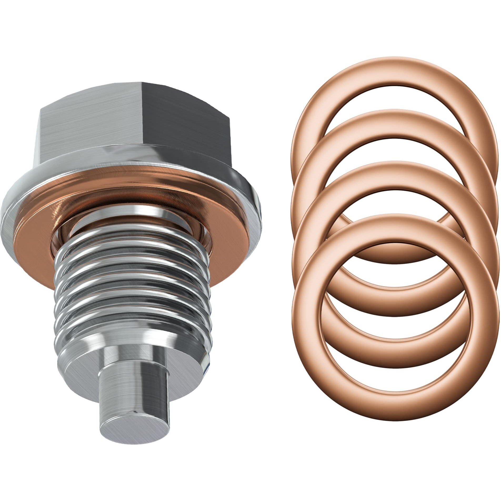 Magnetic Oil Drain Plug M14X1.5 Neodymium Magnet Stainless Steel Bolt 5 Cooper Washer Heavy Duty Oil Plug Anti Leakage Replacement For Car Motorcycle Boat Compatible With Kia Ford Gm Hyundai Acura