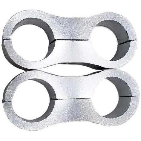 Billet Aluminum Hose Line Separator 12An Nylon/Steel Braided Pipe Tube 23.8Mm Id Clamp Tooling For An12 Dual Oil Fuel Water Hose Silver, Pack Of 2