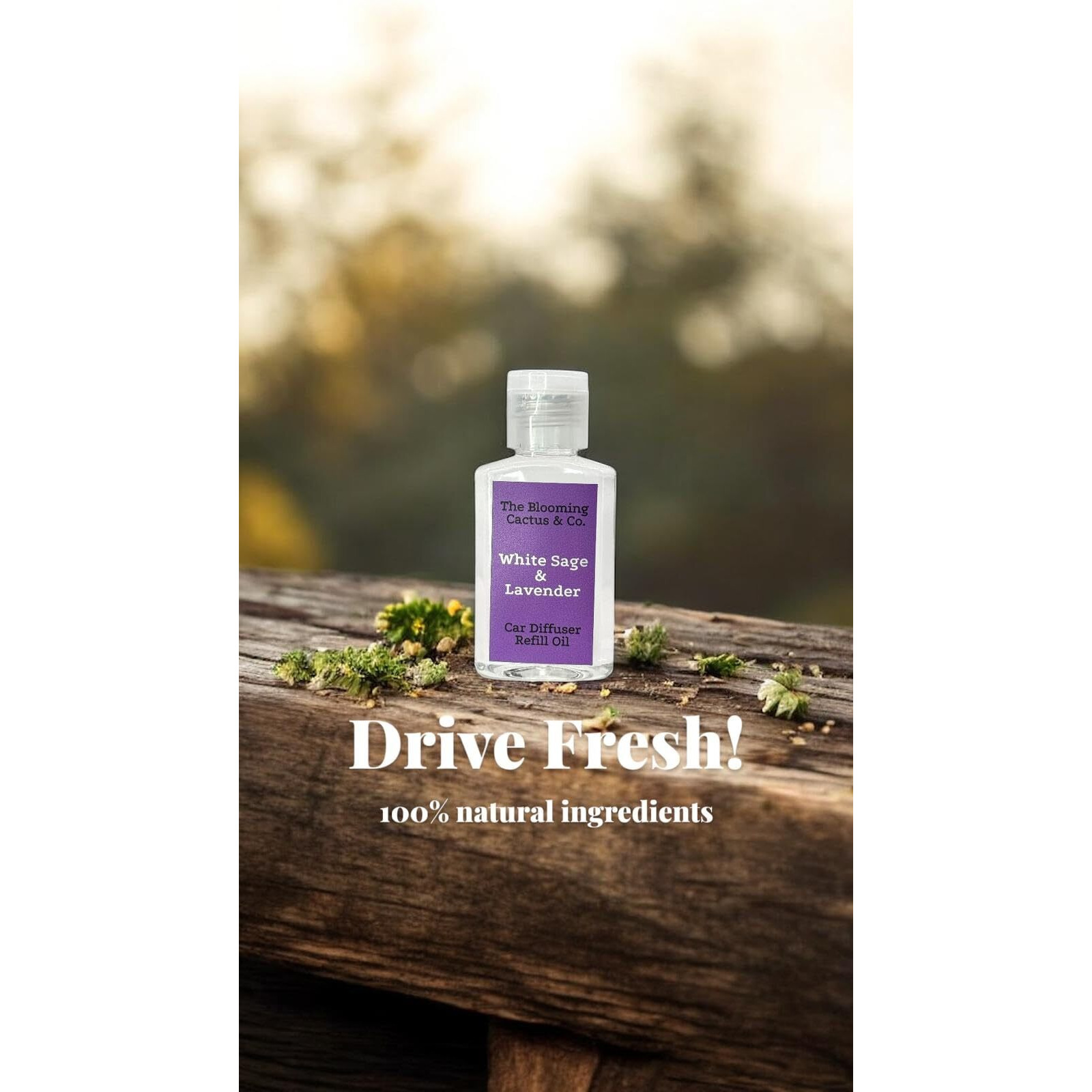 Car Air Freshener Refill Oil - Fragrance Oil Diffuser Refill - Car Diffuser Refill - Reed Diffuser Refill -The Blooming Cactus & Co. - (White Sage & Lavender)