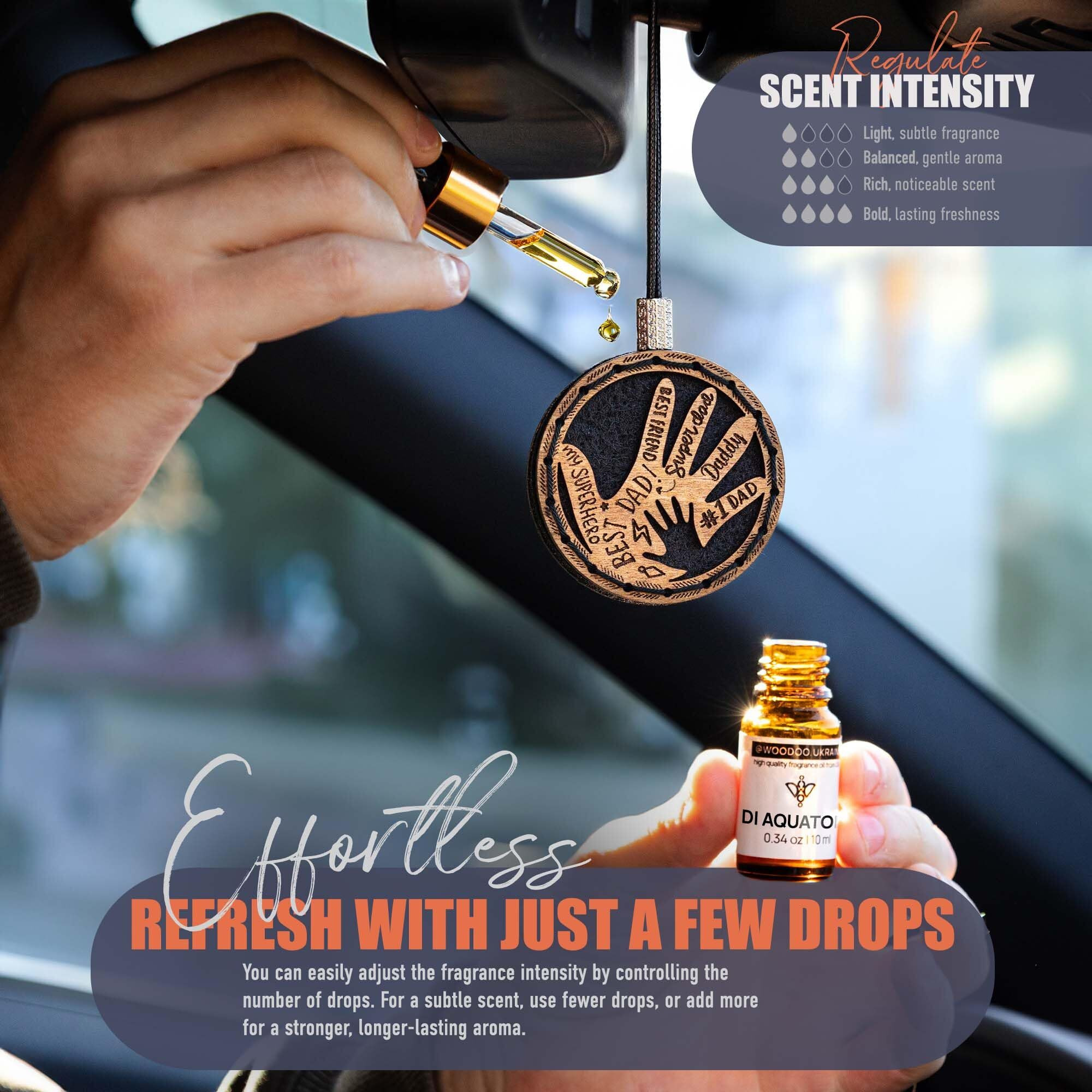 @Woodoo.Ukraine Wood Car Air Freshener - Handcrafted Air Freshener - Fathers Hands Fragrance Oil Diffuser In Wooden Gift Box - Fathers Day Gift Set For Car With Diaquatoria Fragrance Oil - 10 Ml