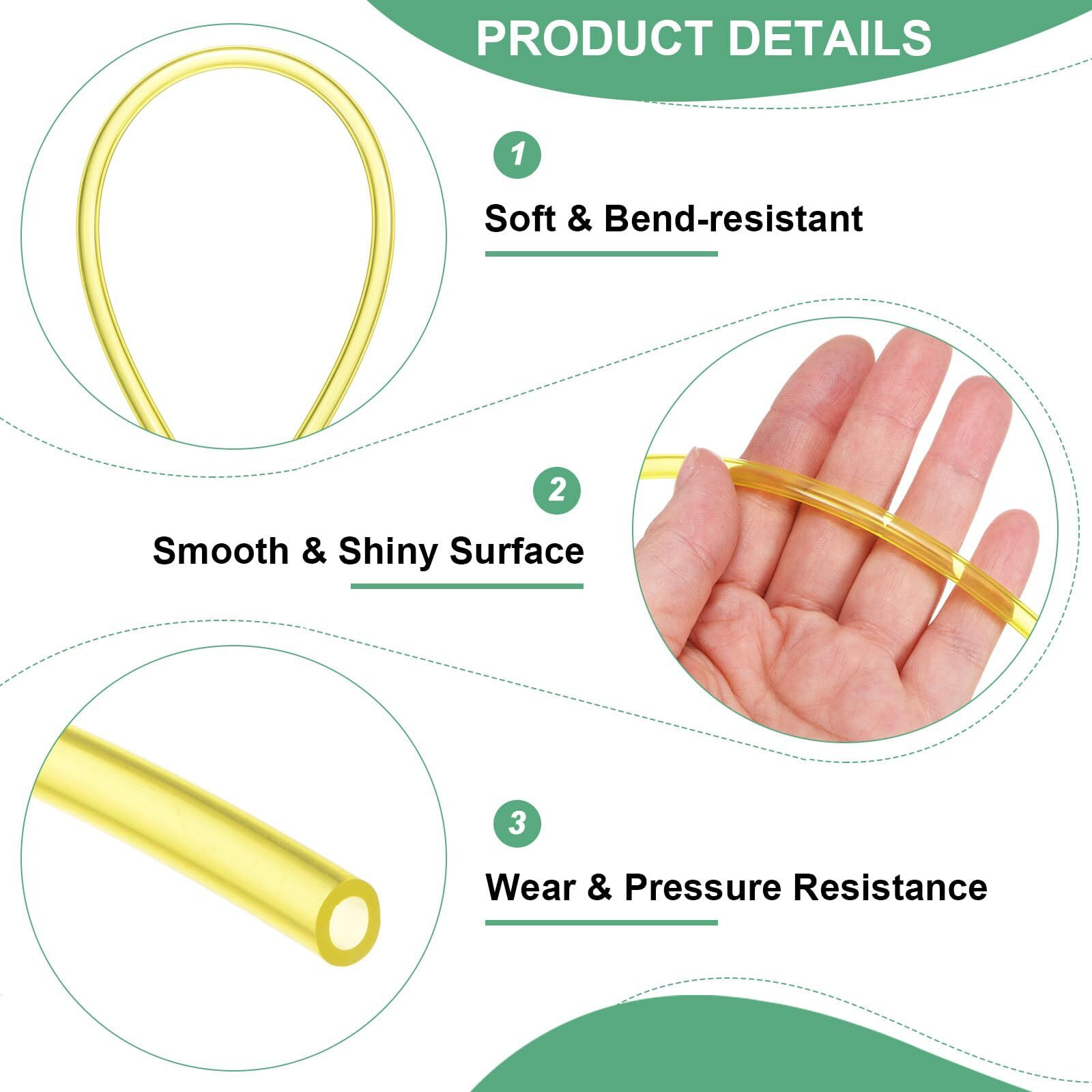 M Meterxity Tubing Carburetor Fuel Vent Line, 3.0Mm(0.12"") Id 5Mm(0.2"") Od 3.0M(10') Long Polyurethane Gas Oil Tube For Atv/Go Kart/Dirt Bike, Universal Petrol Pipe Replacement [Yellow]