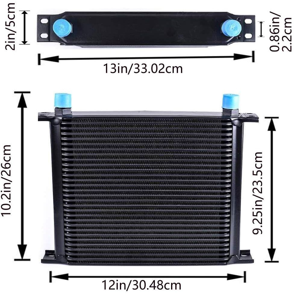 Zhsymx 30 Row An10-10An Stacked Plate Oil Cooler Universal Engine Transmission British Radiator Oil Cooler Condenser With Fuel Line Hose Mounting Nut Adapter Clamp Aluminium Alloy Black