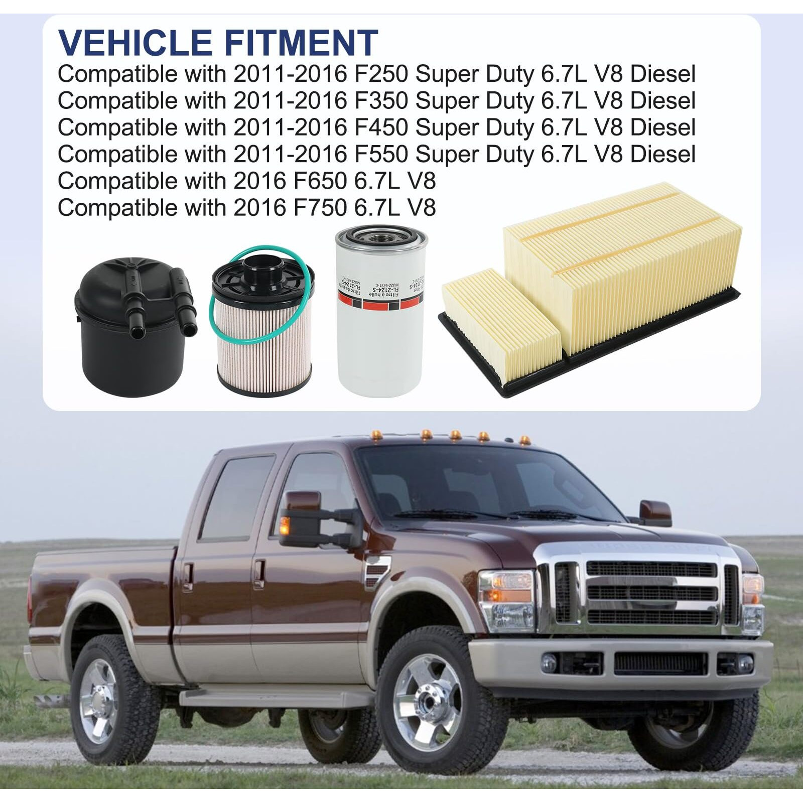 Jdmspeed Fl2124S Fd4615 Fa1902 Oil Filter Fuel Filter Air Filte Compatible With 2011-2016 Ford F250 F350 F450 F550 Super Duty F650 F750 6.7L Powerstroke V8 Diesel Engine