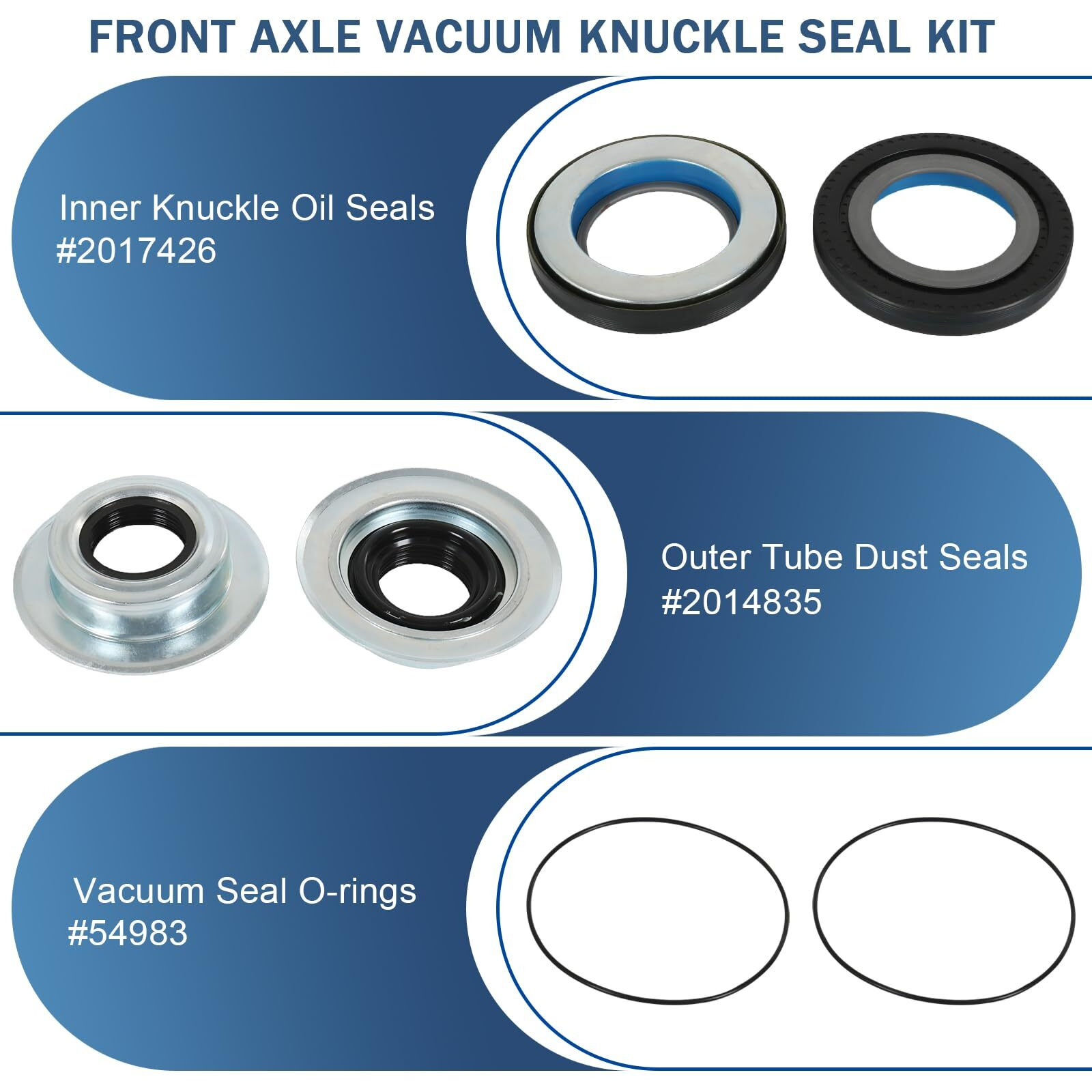 Front Axle Vacuum Knuckle Seal & Outer Tube Oil Seals Kit Compatible With Ford Super Duty F250 F350 F450 F550 Dana Super 60 2005-2019 Replace 2017426 2014835 54983 (6Pcs)