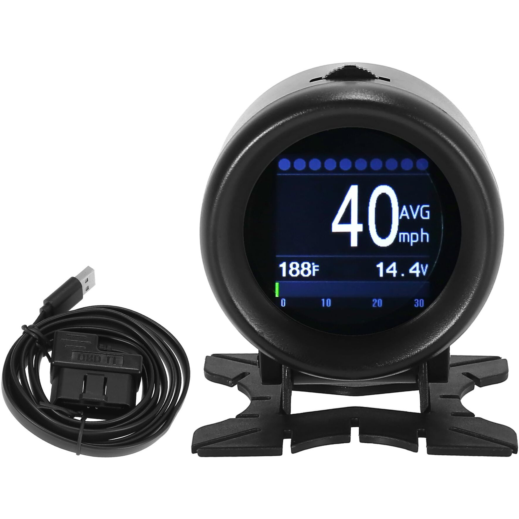 Hihaha Obdii Hud Multi-Function Digital Gauge/Outside Kmh Mph Digital Speedometer Oil Temperature Gauge Battery Voltage Tester Scanner For 12V Obdii Suv Pickup/Durable / 1 Pcs