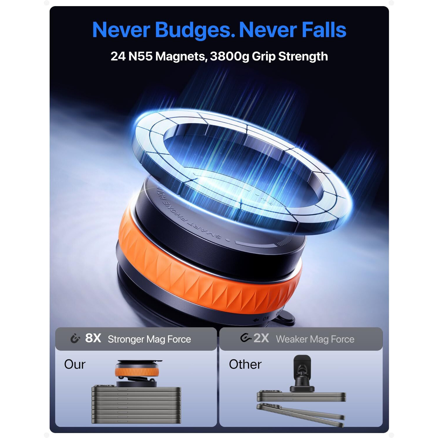 Intoval Vacuum Magnetic Phone Holder For Car, 360 Suction Cup Phone Mount With Snaplock Tech, Adjustable Magnet Stand For Your Car - Fit For Magsafe Iphone, Come With 2 Mag Rings, Flat Nano Sticker