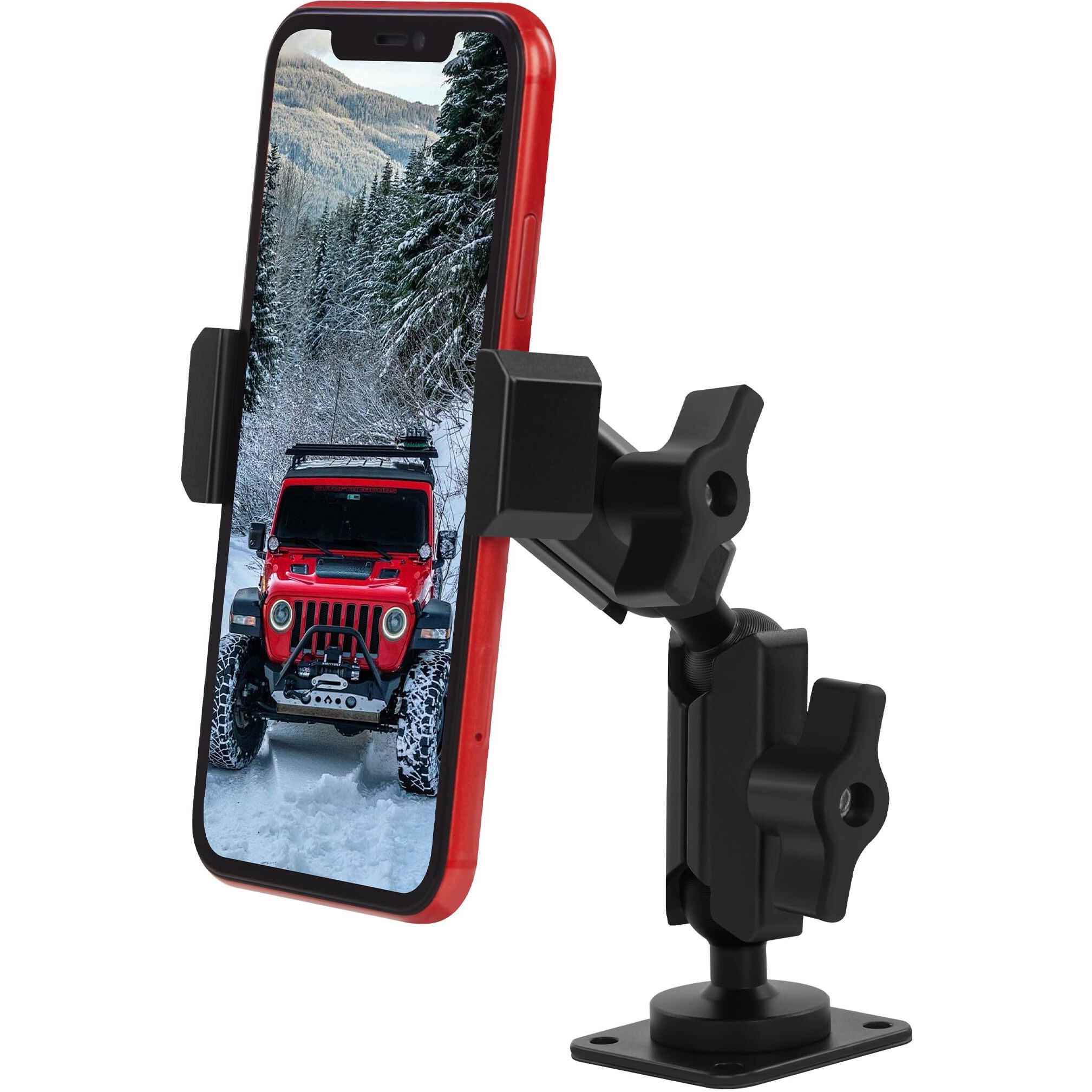 Nilkatss Aluminum Alloy Phone Mount For 2024+ Jeep Wrangler Jl/Jlu/4Xe & Gladiator Jt, -360 Adjustable 2024-2025 Wrangler Cell Phone Holder, Fits Secure 4.7""-6.8"" Phone Including Iphone/Samsung