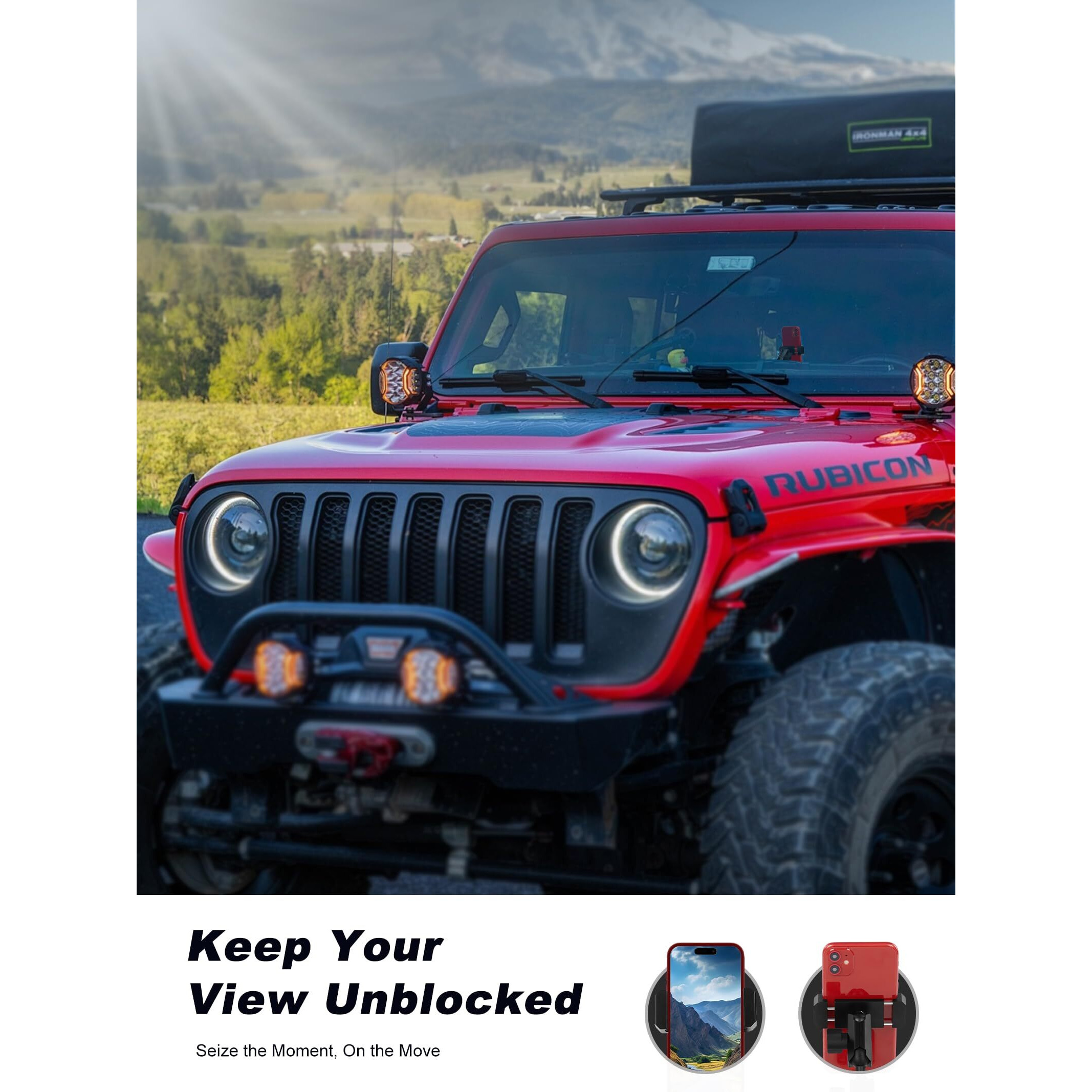 Nilkatss Aluminum Alloy Phone Mount For 2024+ Jeep Wrangler Jl/Jlu/4Xe & Gladiator Jt, -360 Adjustable 2024-2025 Wrangler Cell Phone Holder, Fits Secure 4.7""-6.8"" Phone Including Iphone/Samsung