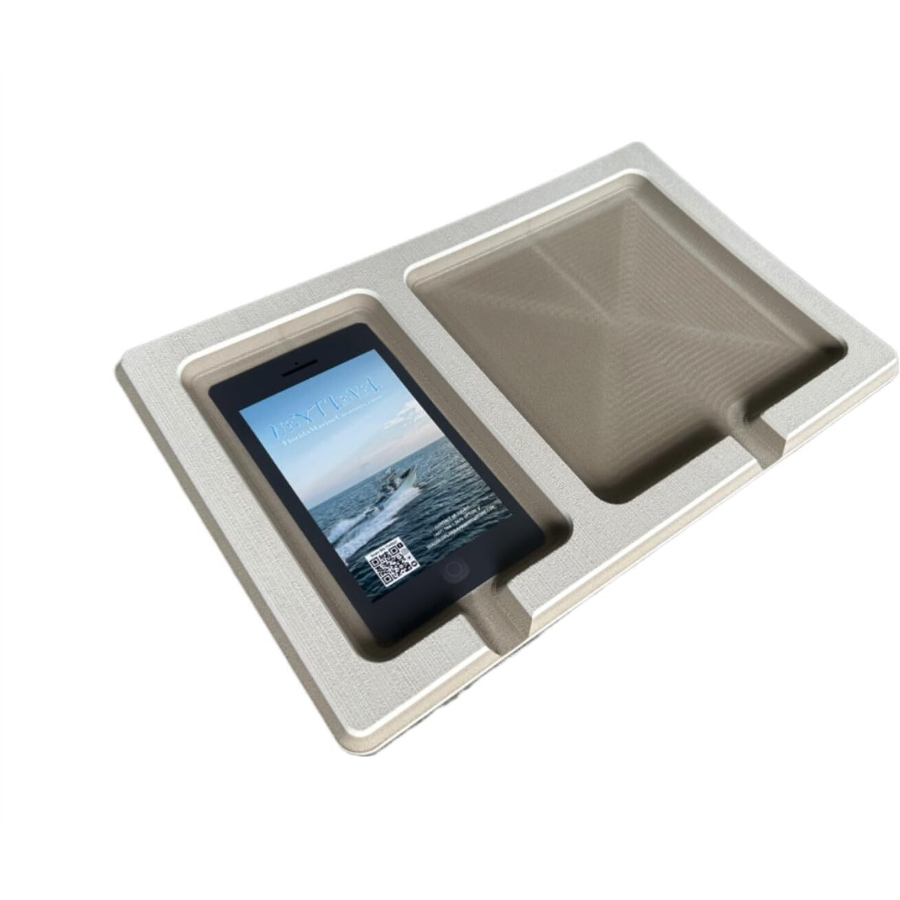 Next Level Inc | 13Mm Phone & Accessories Boat Double Dash Holder | Seadek | Adhesive Backing | Separate Compartments For Phones & Fishing/Boating Tools | (Mica/Terra)