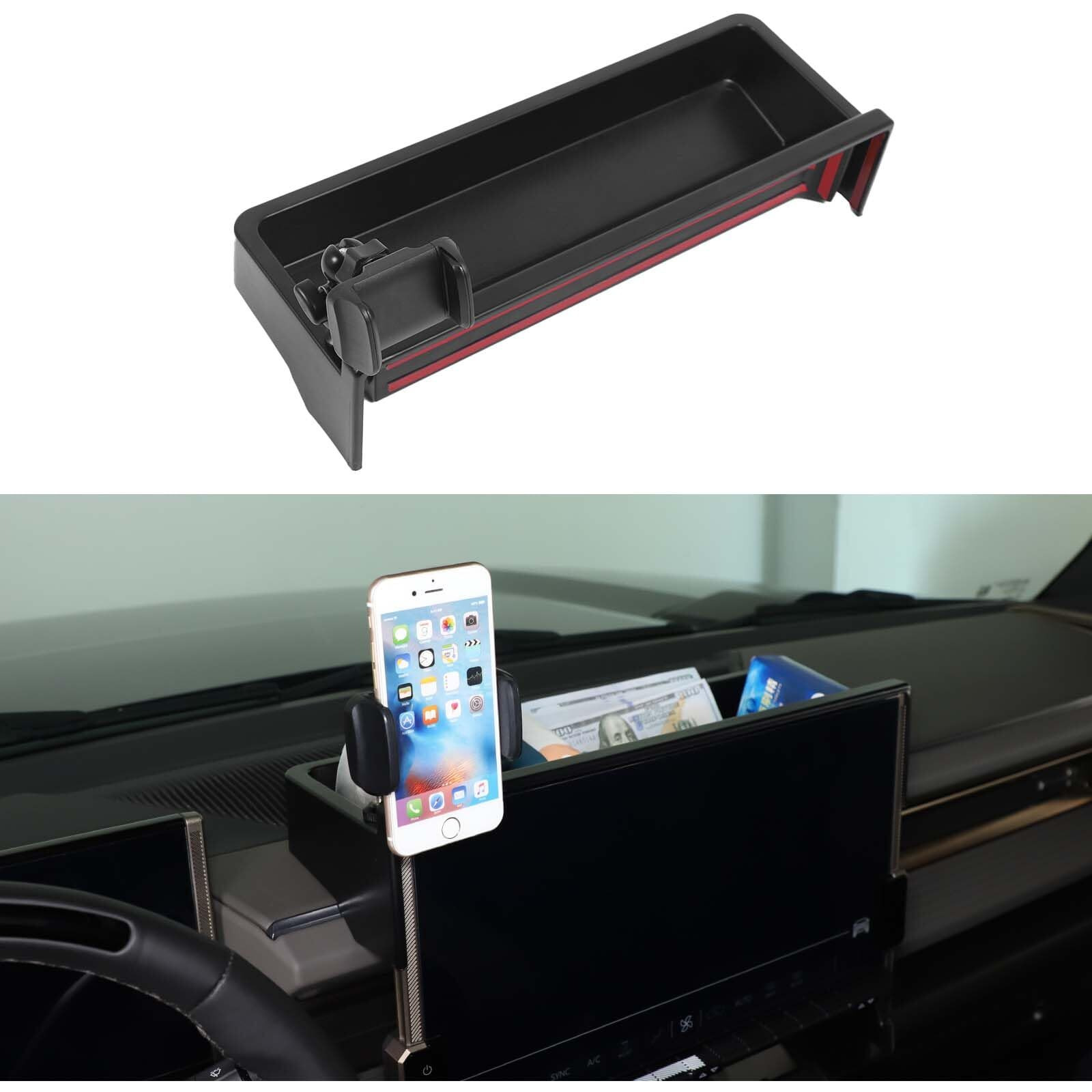 Center Console Dashboard Navigation Display Back Organizer Tray For 2024 2025 2026 Hummer Ev Suv/Pickup,With Multifunctional Abs Car Cell Phone Holder,Insert Auxiliary Storage Tray Kits (A Style Base)