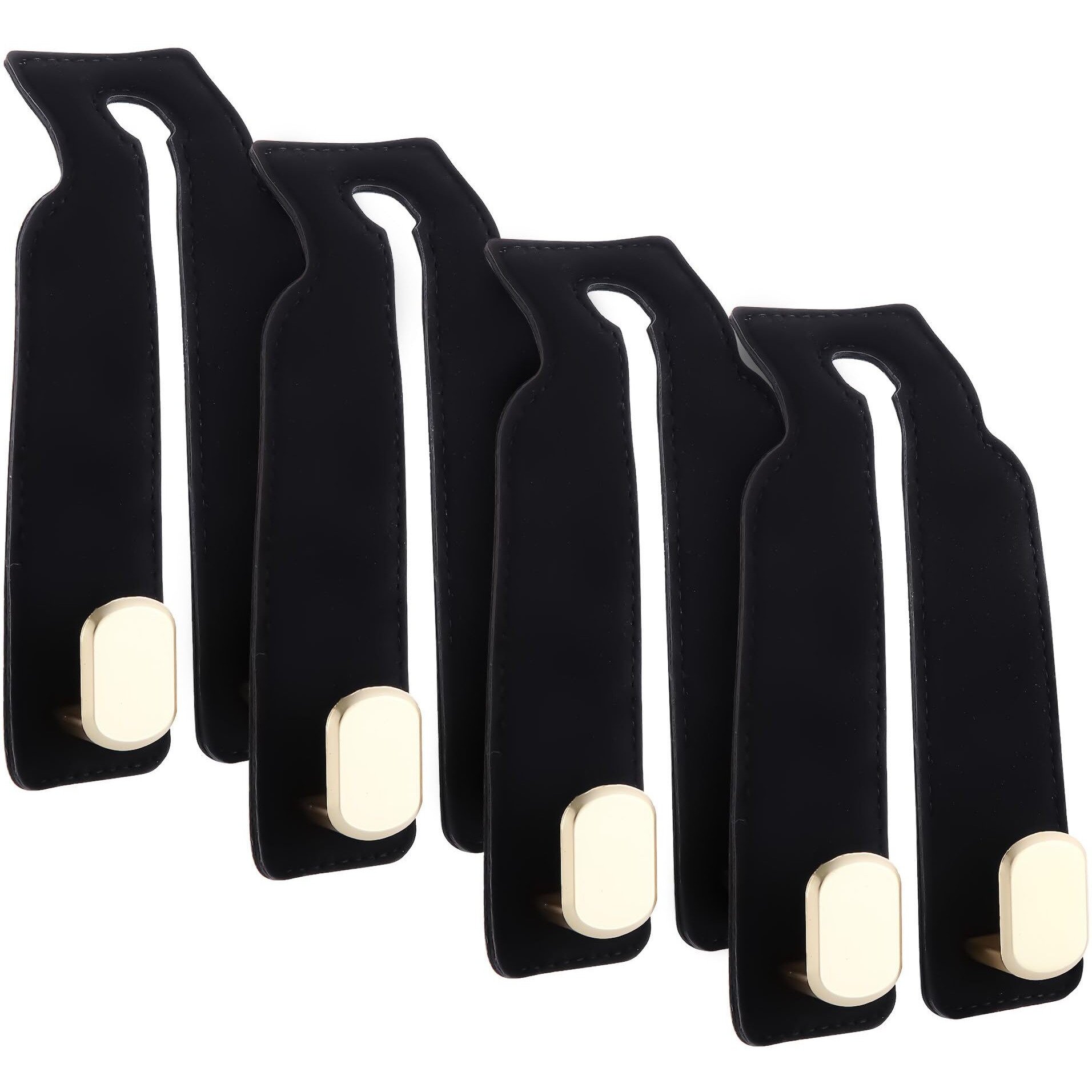 4Pcs Car Seat Hooks For Headrest, Sued Leather And Zinc Alloy Purse Hook For Car, Double Hooks Purse Holder For Car & Mobile Phone Holder, Car Seat Hanger For Purses & Bags (Black & Matt Gold)