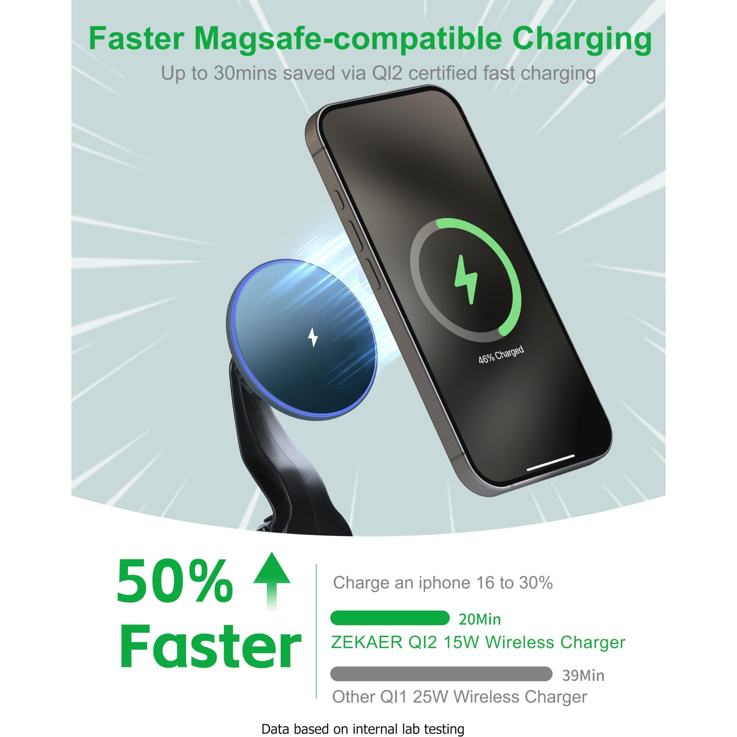 Magnetic Jeep Phone Mount For 2018-2023 Wrangler Jl Jlu & Gladiator Jt With 15W Wireless Charging- Dashboard Phone Holder With Magsafe For Jeep Wrangler & Gladiator 2/4 Doors Accessories (Not For 4Xe)