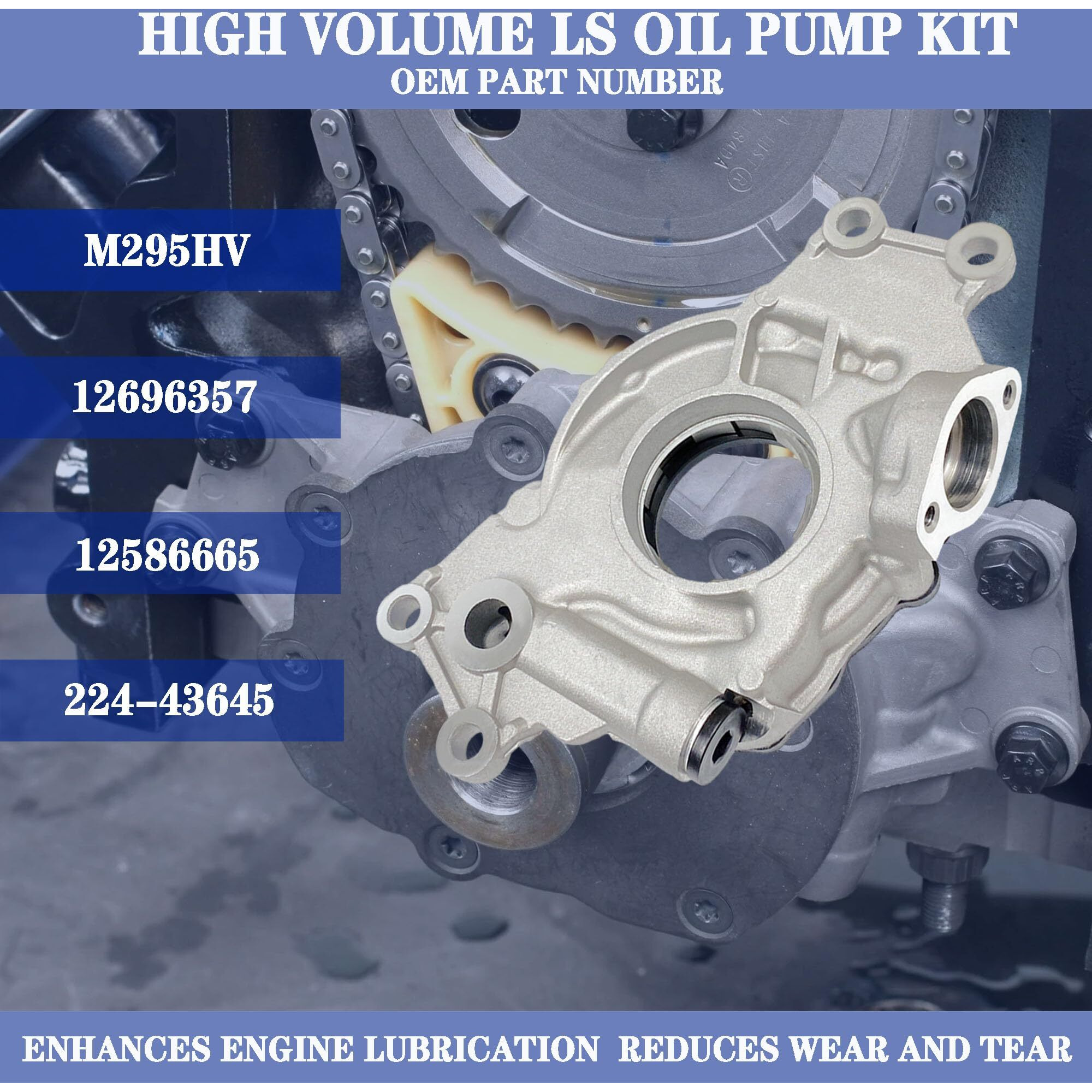 Yzusgomumu M295Hv High Volume Ls Oil Pump Kit With Gaskets And Balancer Bolt Compatible With 4.8L 5.3L 6.0L Chevrolet Silverado Avalanche Suburban Tahoe Trailblazer Gmc Sierra Yukon Cadillac Escalade