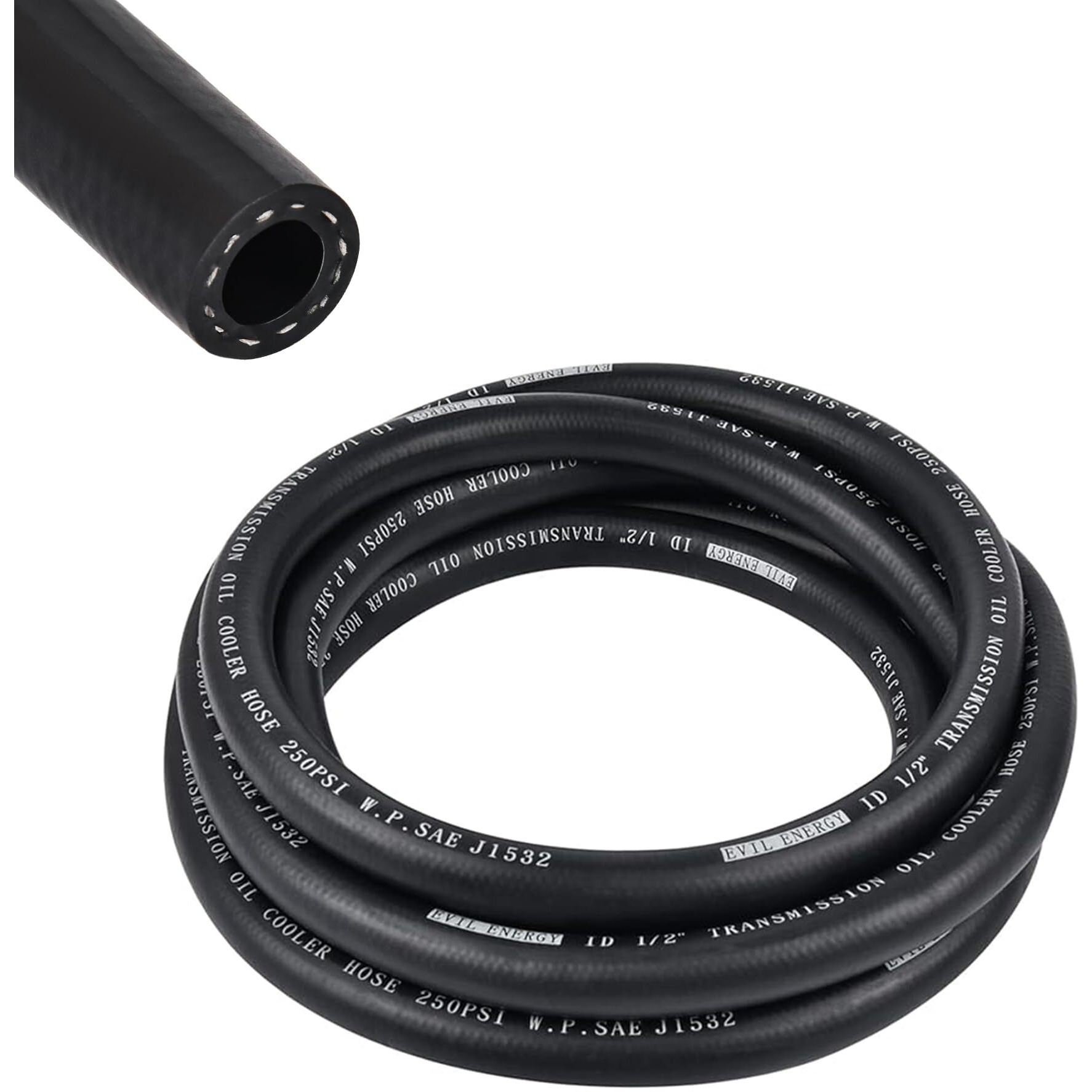 Evil Energy 1/2"" Transmission Oil Cooler Hose 5Ft 250Psi Sae J1532