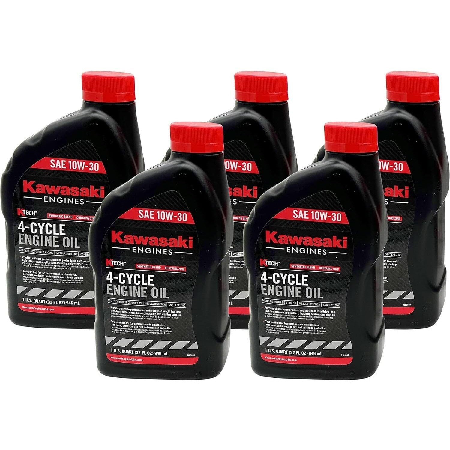 Qty (5) 4 Cycle Motor Oil 10W30 Compatible With Kawasaki 99969-6081