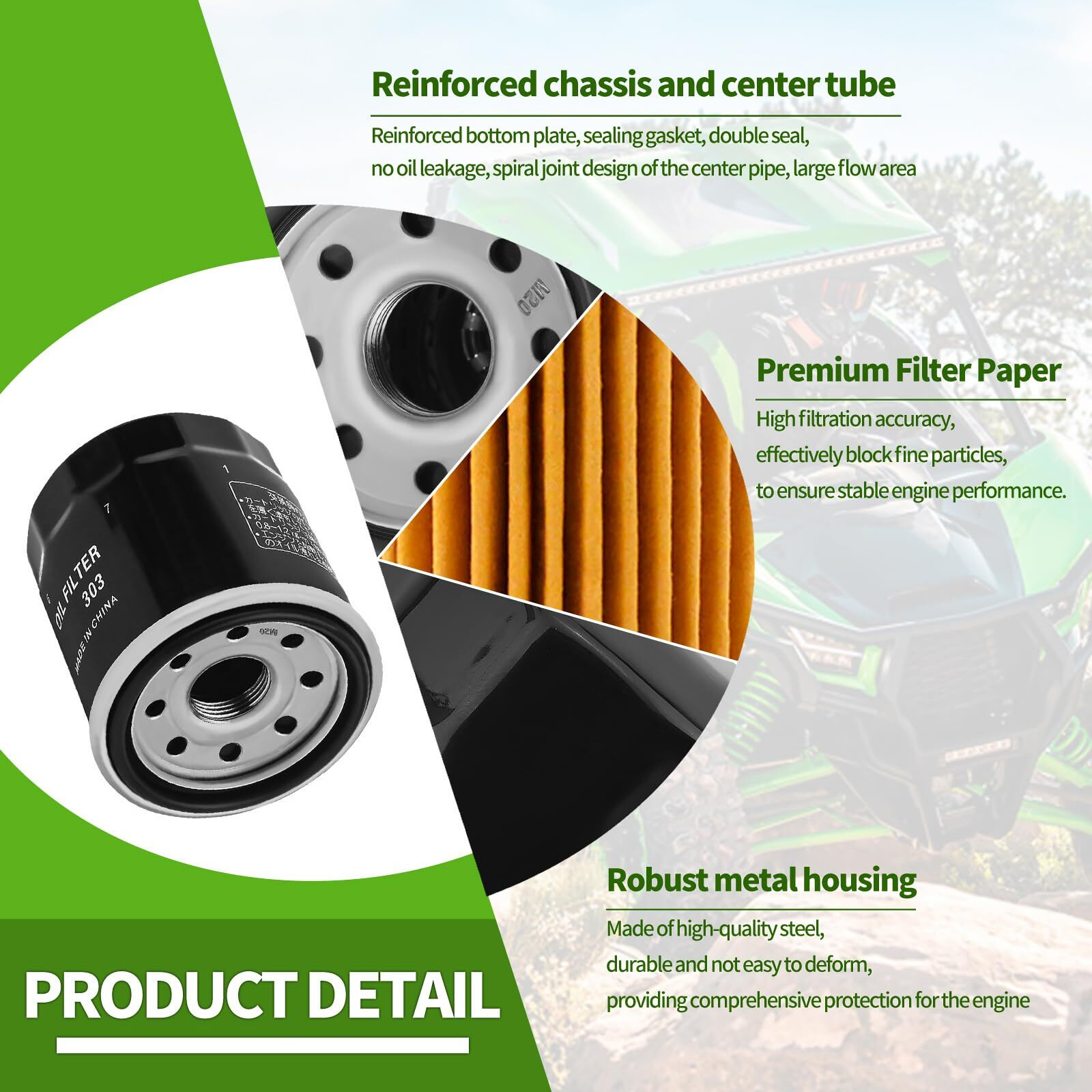 Fhsjxr 2520799 Oil Filter 3084963 For Polaris Sportsman 400 450 500 570 850 Ranger Scrambler 850 1000 Xp Magnum 325 425 500 Atp Trail Boss Hawkeye Xpedition Xplorer, For 16097-0008 Kawasaki, 3Pcs