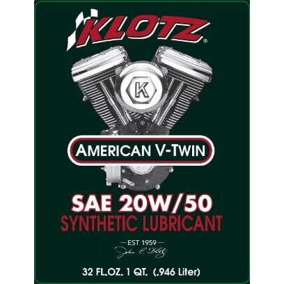 Klotz 20W/50 Synthetic Motor Oil Change Kit For Evolution Sportster 1986-2022 (5 Quart), 1 Chrome Filter, 1 Drain Plug O-Ring - Basic Kit