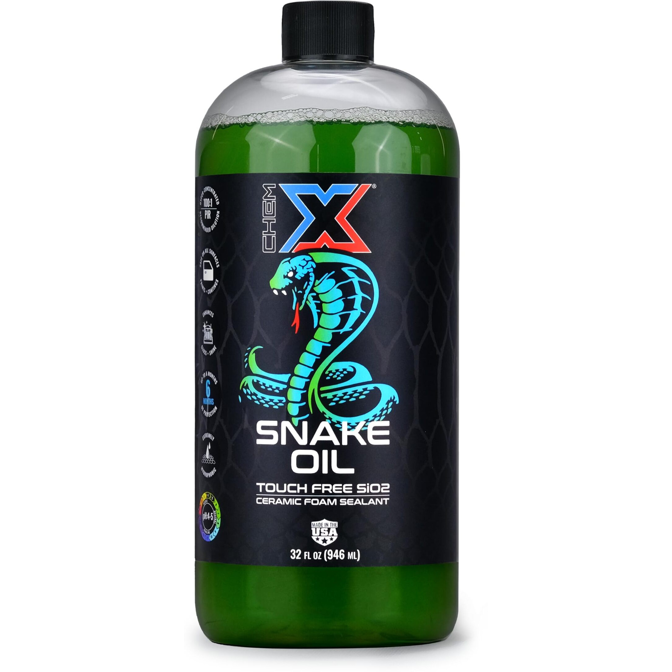 Chem-X Snake Oil No-Touch Sio2 Lightning Fast Spray On Ceramic Foam On Sealant (32 Ounce)