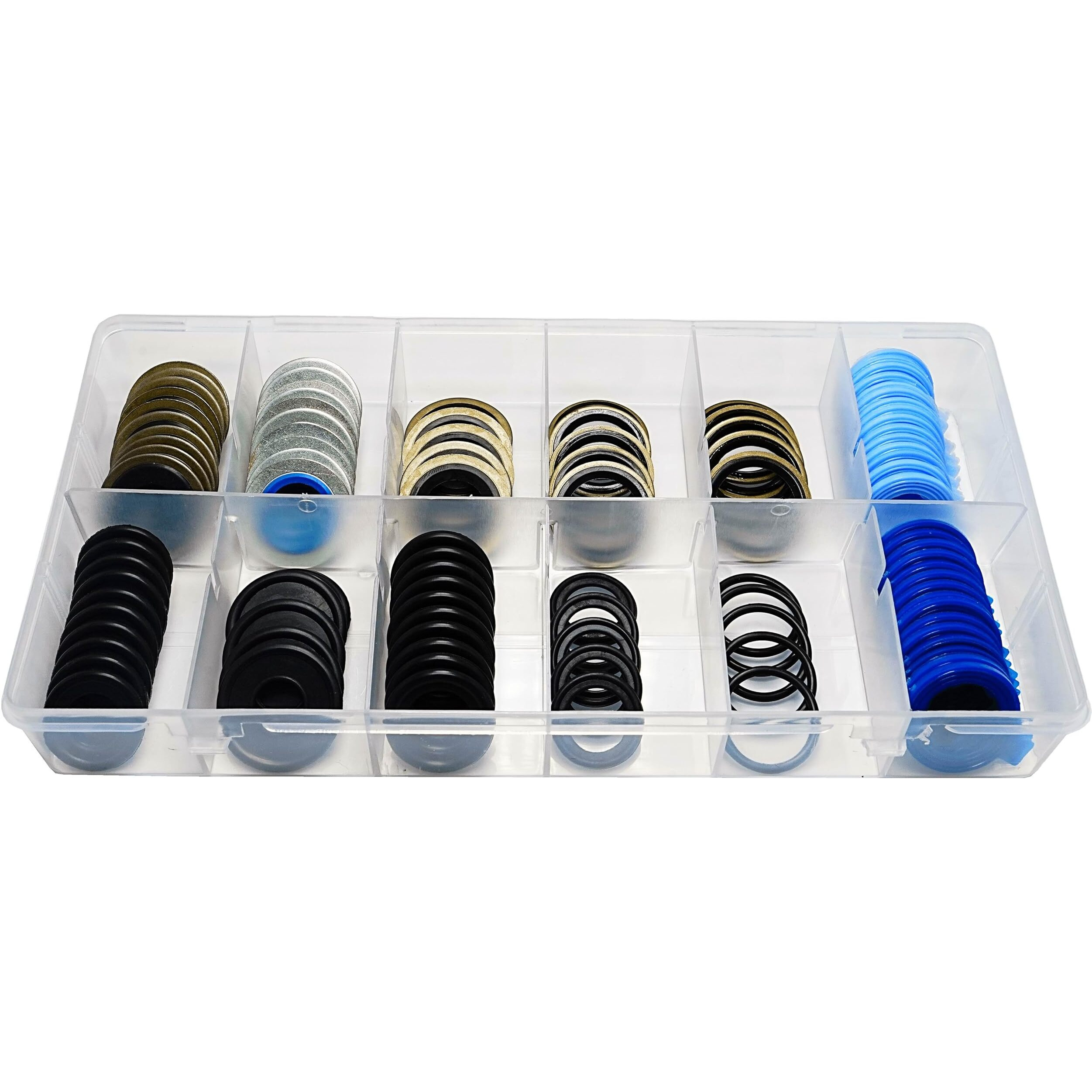 Dsnaduo 100Pcs 12 Types Metal Rubber Master Oil Drain Plug Gasket Assortment Kit Replace 097-021, 097-025, 097-035, 55196309, 097-116, 097-119, 097-115, 097-139, 097-146