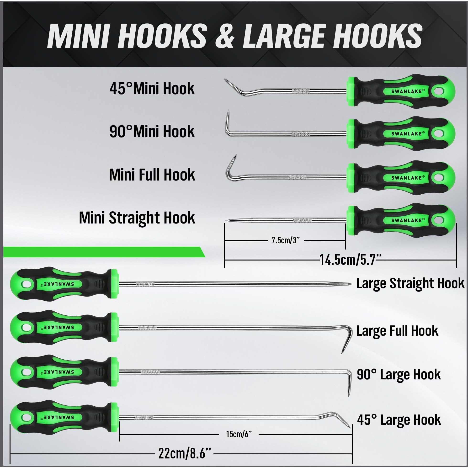 8-Piece Mini Hook And Pick Set, 4Pcs 8.6'' & 4Pcs 5.7'' Precision Automotive Picks Tools Set For Car Auto Oil Seal, Mechanic Lock Picking Kit, Puller Remover Tools