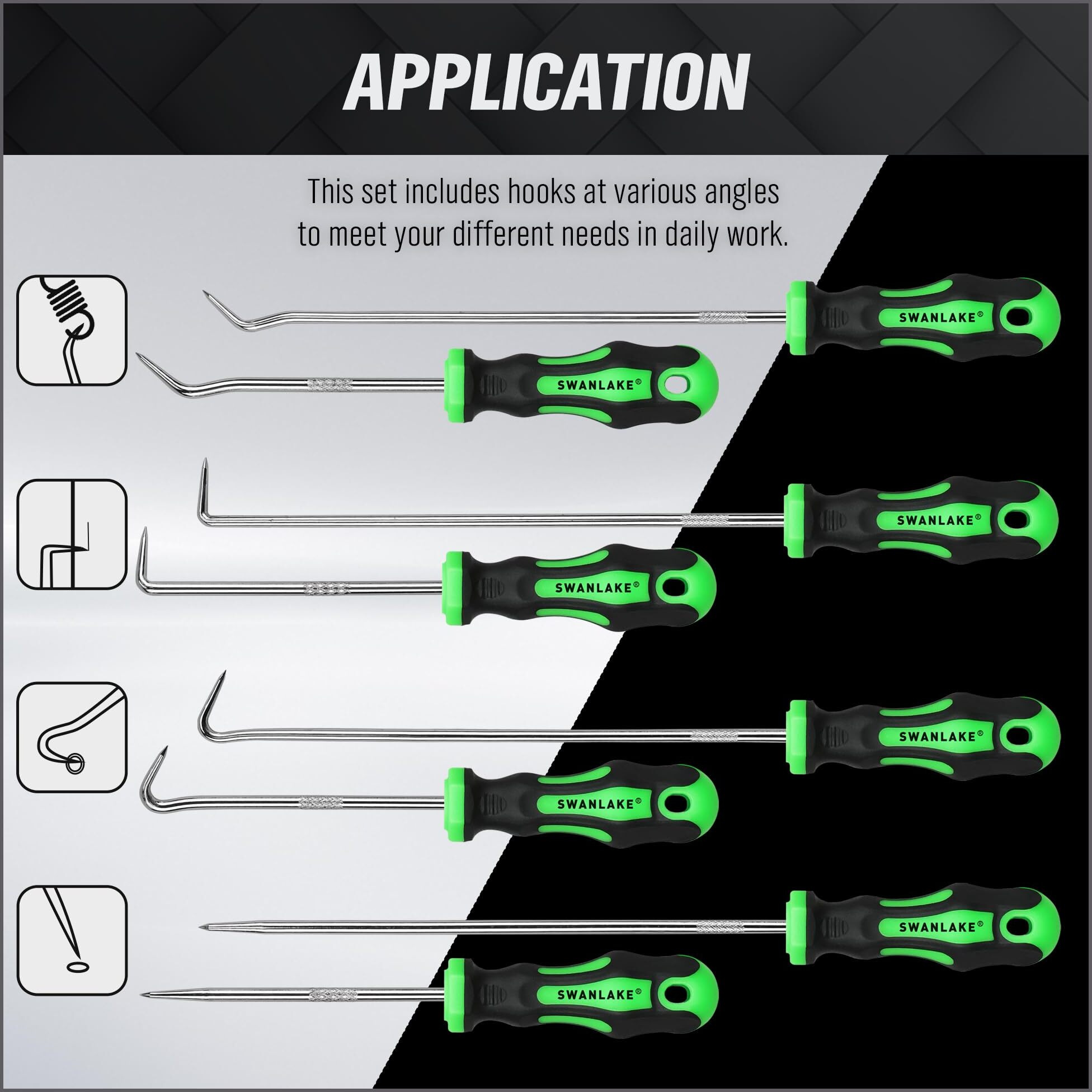 8-Piece Mini Hook And Pick Set, 4Pcs 8.6'' & 4Pcs 5.7'' Precision Automotive Picks Tools Set For Car Auto Oil Seal, Mechanic Lock Picking Kit, Puller Remover Tools