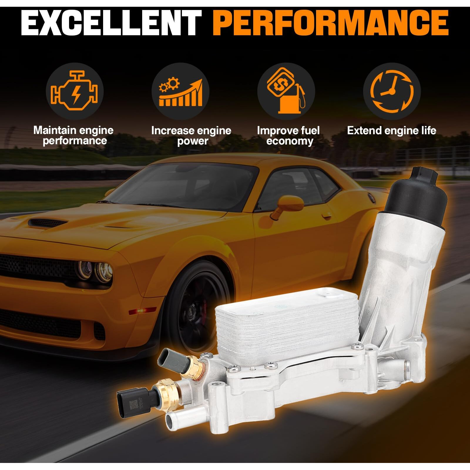 Weileite 68310865Ab 3.6 Engine Oil Cooler Filter Housing Adapter Compatible With Dodge Journey Charger Challenger Caravan Ram Promaster Jeep Wrangler Grand Cherokee Chrysler 200 300 2017 2018