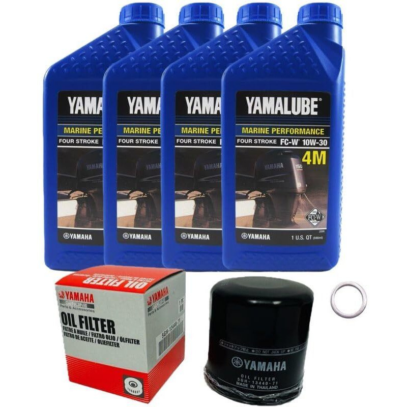 F75 F90 F115 Outboard Service Maintenance Kit, 10W-30 4M Oil Change Kit, Marine Gearcase Lube, Filters, Fits Yamaha 2006+ Models