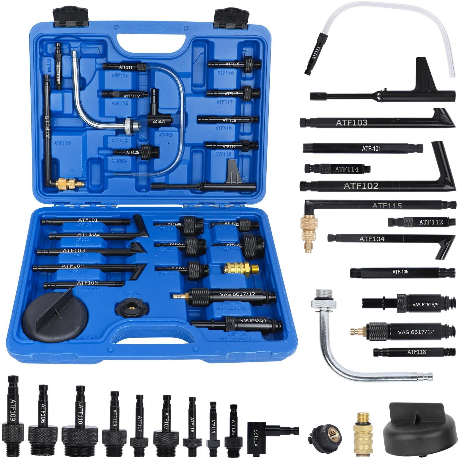 Ralbil 27Pcs Transmission Fluid Filling Adapter Automatic Transmission Fluid Oil Filler Adapter, Atf Filler Adaptor Set Compatible With Vw, Audi, Cvt, Bmw, Benz, Skoda, Nissan, Ford