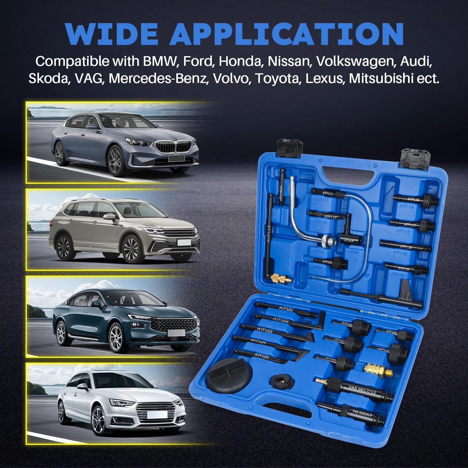 Ralbil 27Pcs Transmission Fluid Filling Adapter Automatic Transmission Fluid Oil Filler Adapter, Atf Filler Adaptor Set Compatible With Vw, Audi, Cvt, Bmw, Benz, Skoda, Nissan, Ford