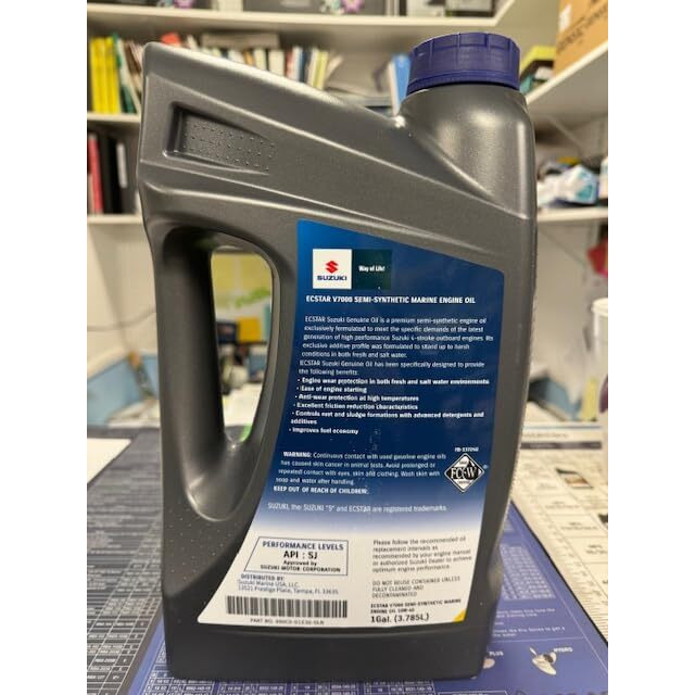 Suzuki Ecstar V7000 10W-40 Marine 4-Stroke Engine Oil, 2 Gal (990C0-01E30-Glnx2