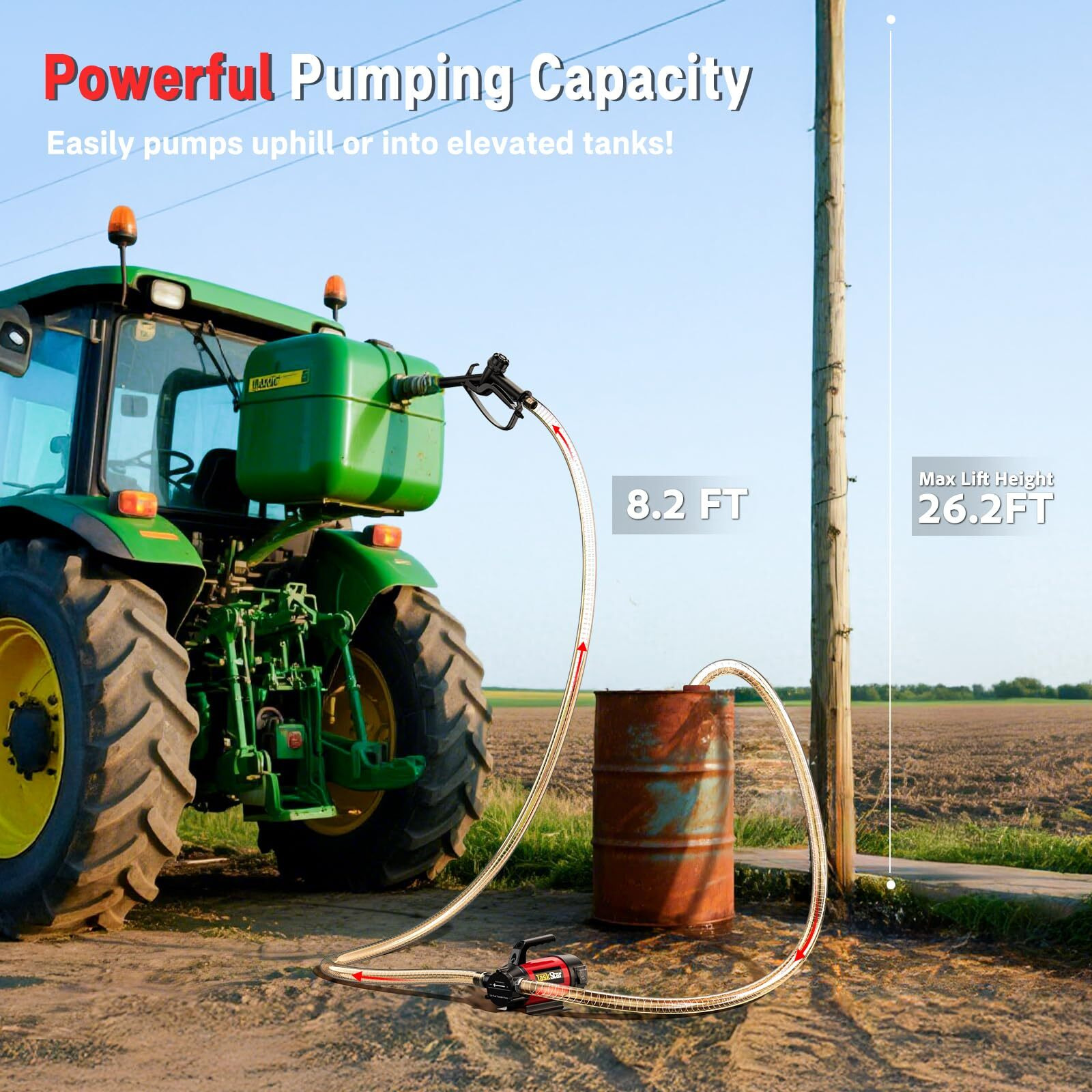 Taskstar Diesel Transfer Pump Kit 12V 13Gpm Electric Fuel Transfer Pump With Fuel Nozzle & Hoses For Diesel Kerosene Transformer Oil, Protable Self-Priming Pump For Home Business Farm