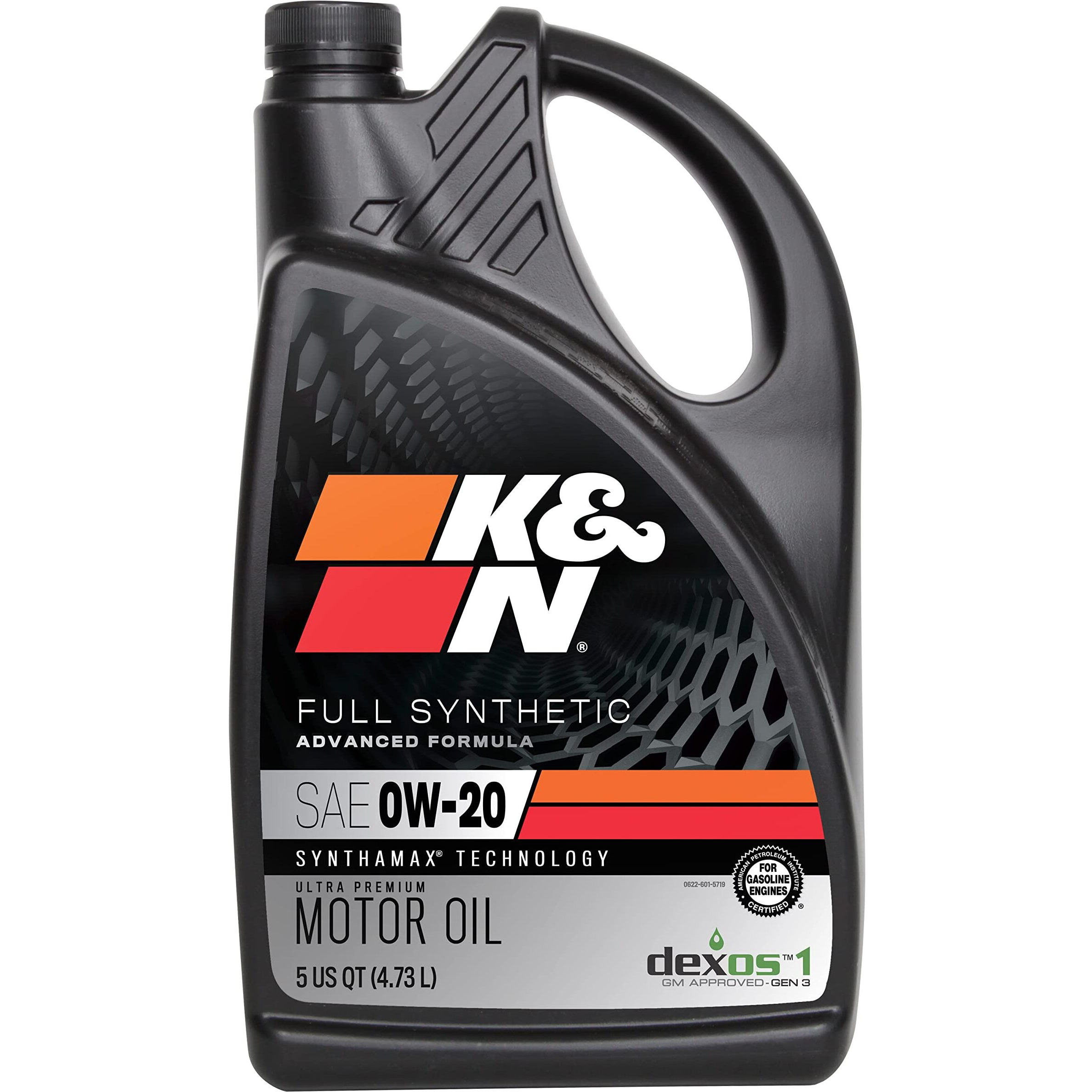 K&N Motor Oil 0W-20 Synthetic Engine Oil Premium Protection, High Mileage, 5 Quarts