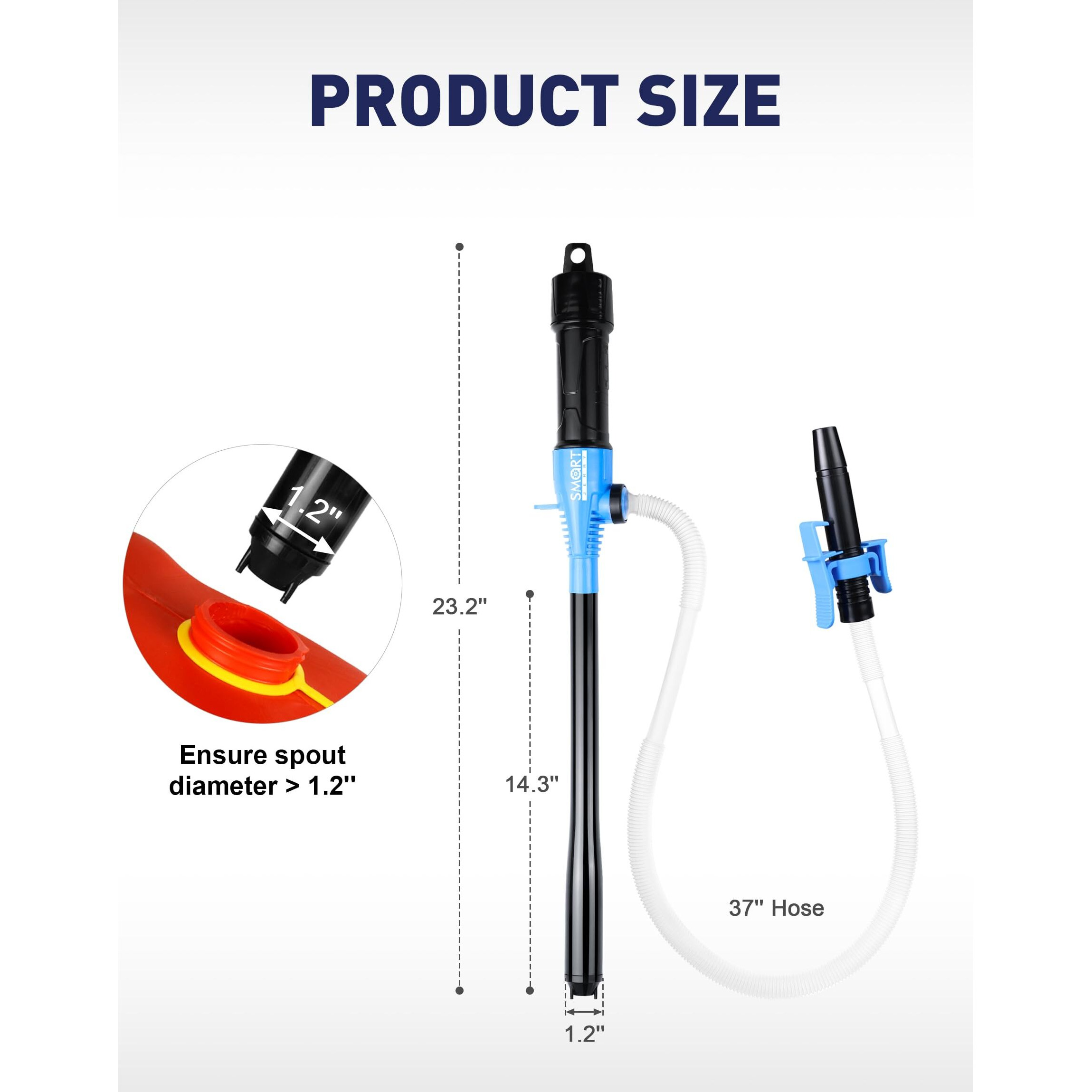 Smart Jerry - Battery Operated Fuel Pump | Electric Oil Transfer Pump For Gasoline, Diesel, Water, Transmission | 3 Gpm Hand Pump With Locking Clip, Water Siphon Pump