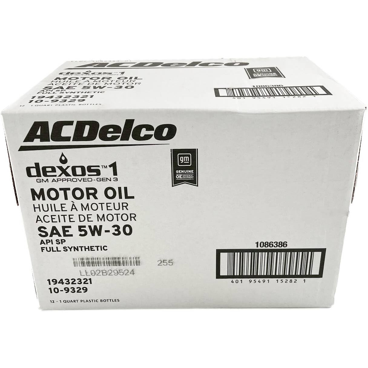 Acdelco Gm Original Equipment 10-9329 (19432321) Dexos1 Gen 3 Full Synthetic 5W-30 Motor Oil - 1 Qt. | Case Of 12